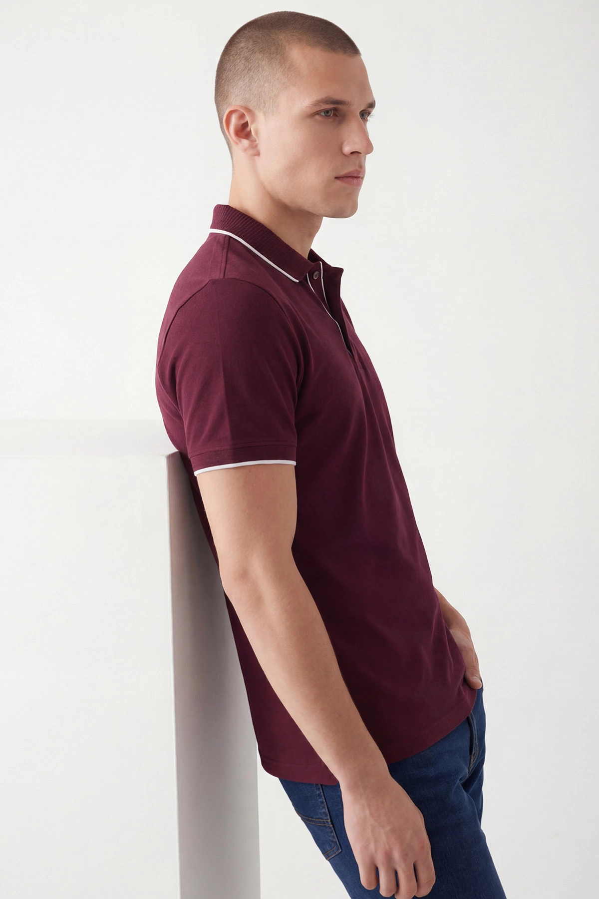 Bordo Pike Oysho Yakalı Erkek Tişört 449358