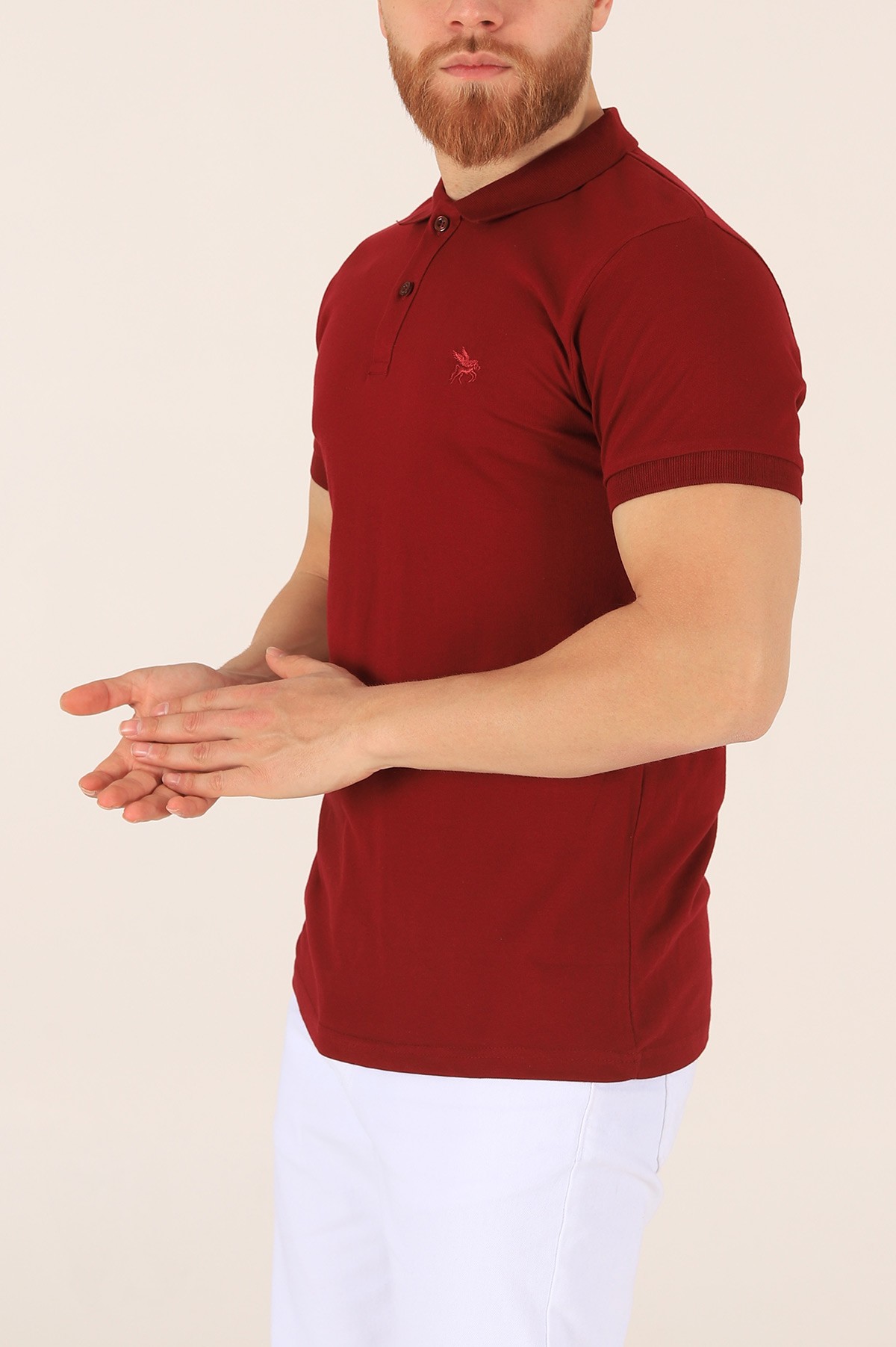 Bordo Polo Yaka Dügmeli Erkek Tişört 171487