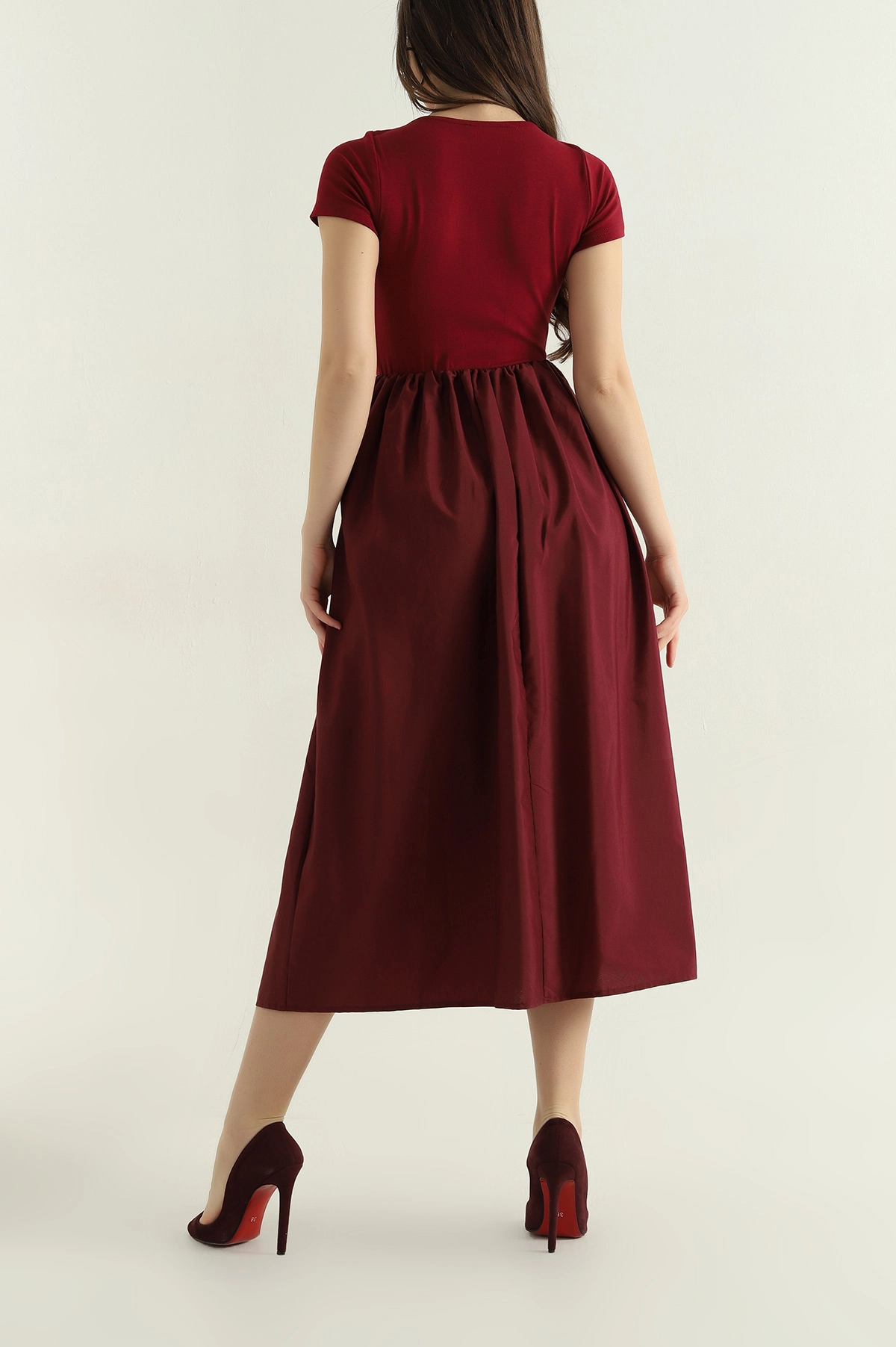Bordo Poplin Garnilli Kadın Elbise 362669