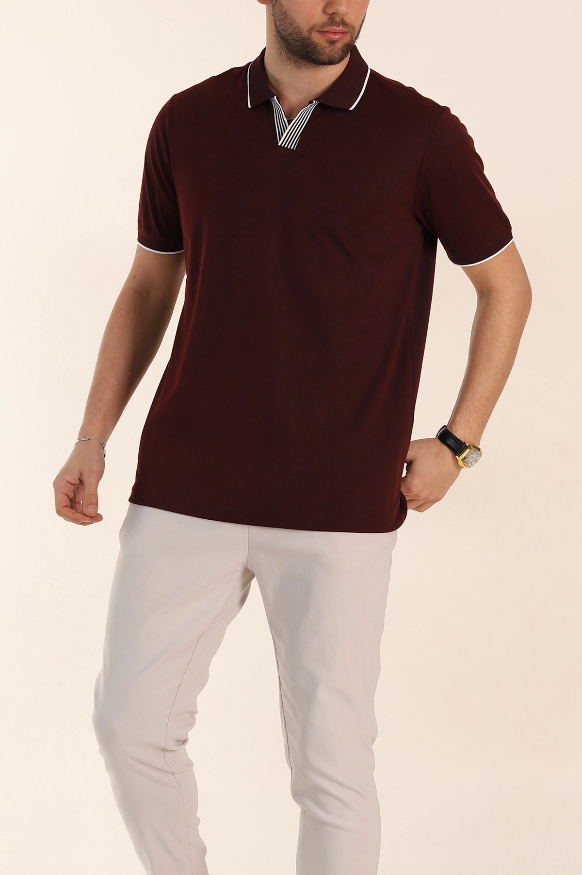 Bordo Regular Fit Polo Yaka Erkek Tişört 338470