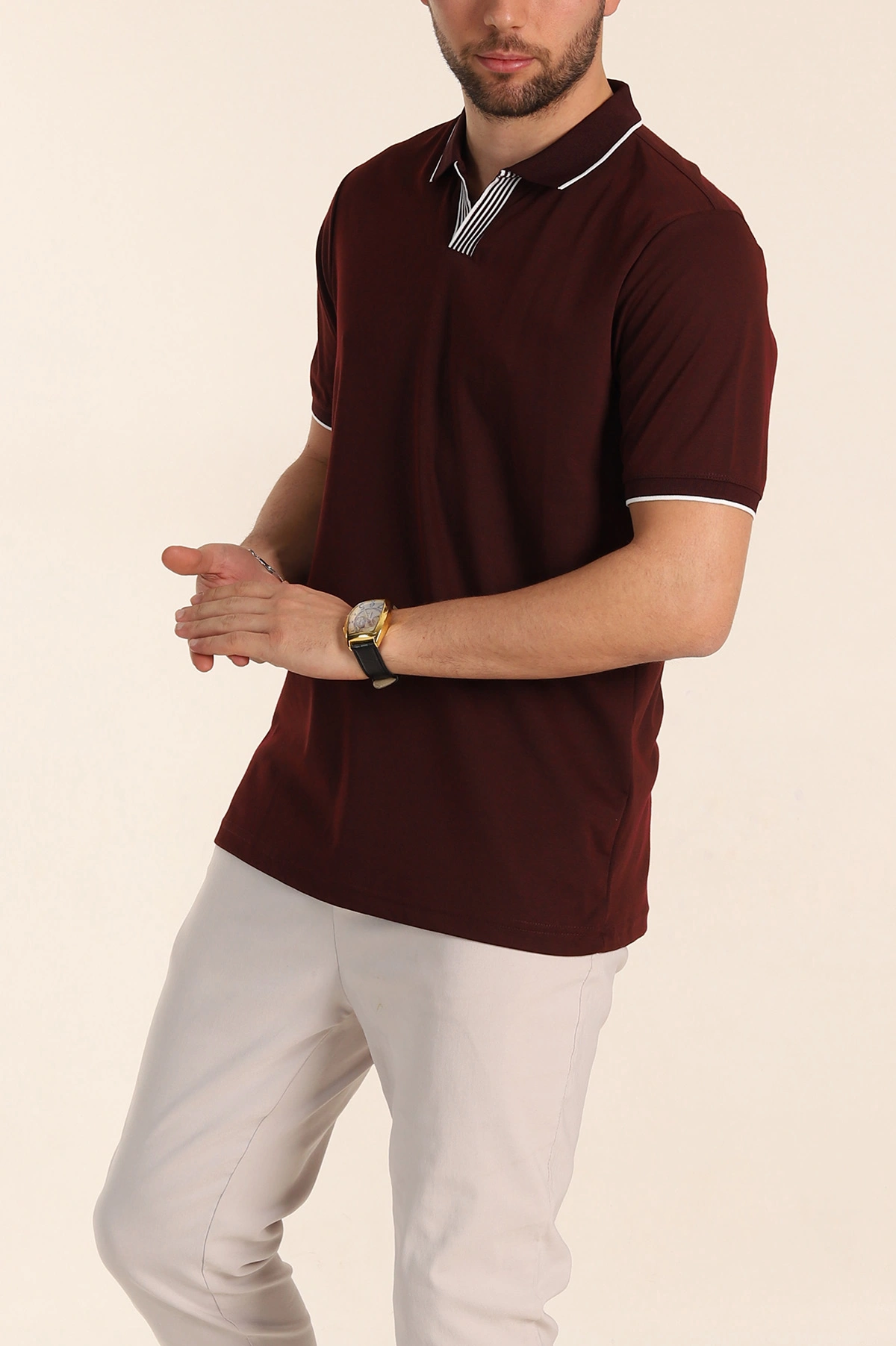 Bordo Regular Fit Polo Yaka Erkek Tişört 338470