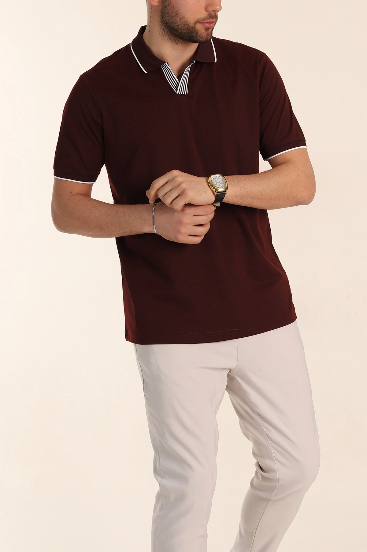 Bordo Regular Fit Polo Yaka Erkek Tişört 338470