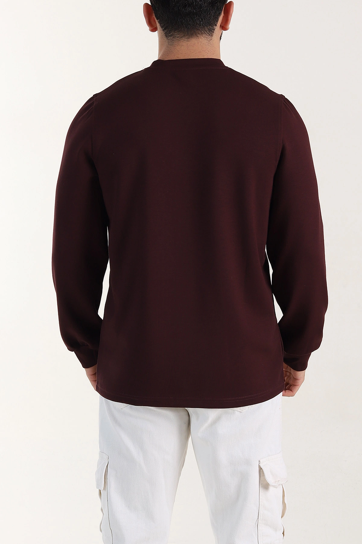 Bordo Relaxed Fit Oysho Kumaş Yazı Detaylı Erkek Sweatshirt 399462