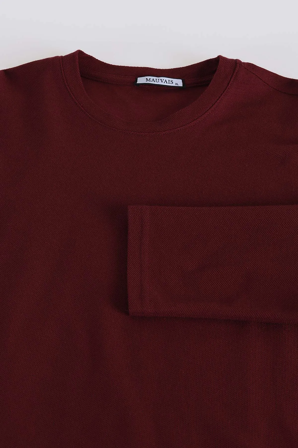 Bordo Relaxed Fit Pike Dokulu Basic Erkek Sweatshirt 398894