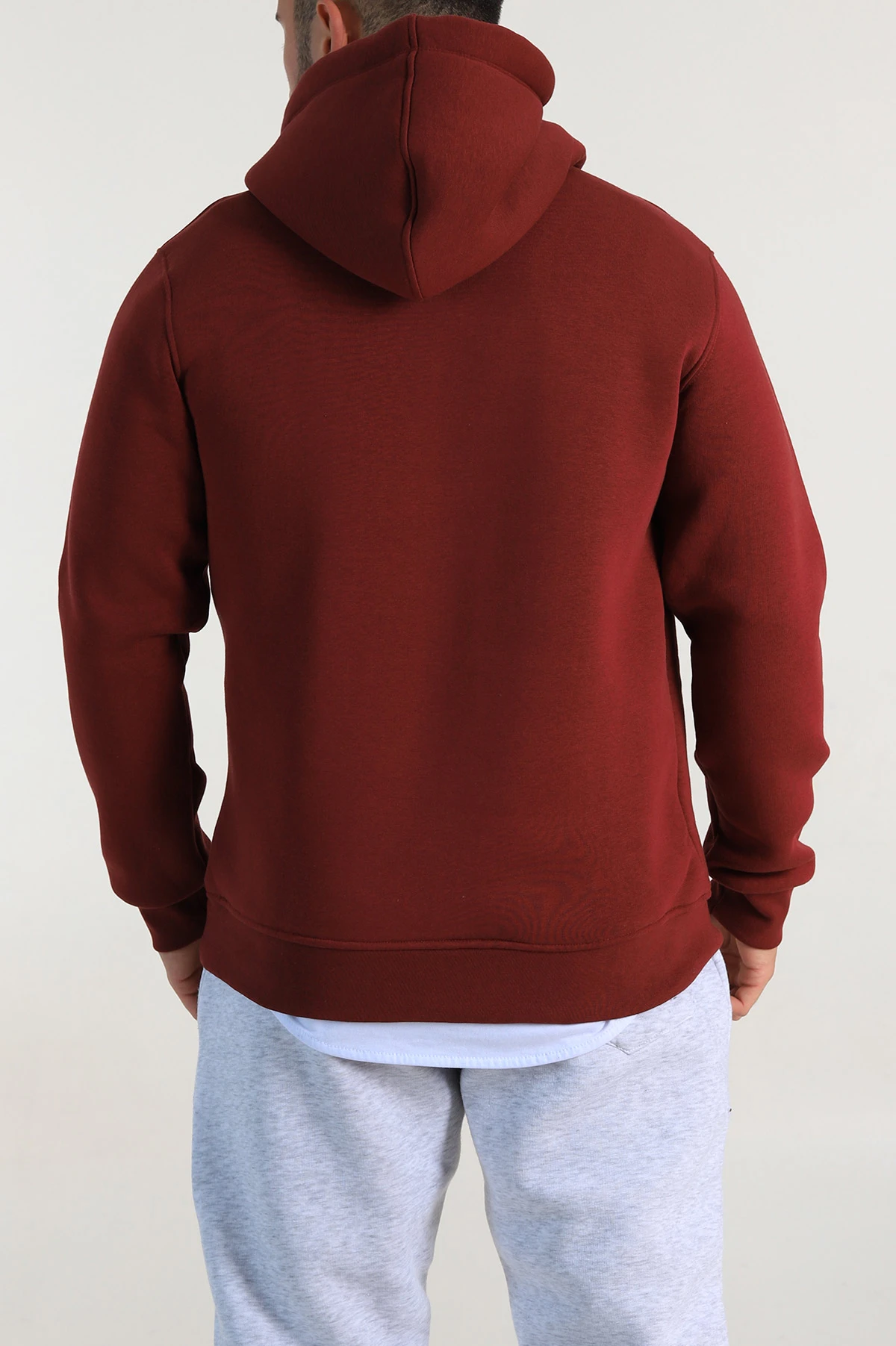 Bordo Relaxed Fit Üç İp Şardonlu Kabartma Detaylı Erkek Sweatshirt 311122