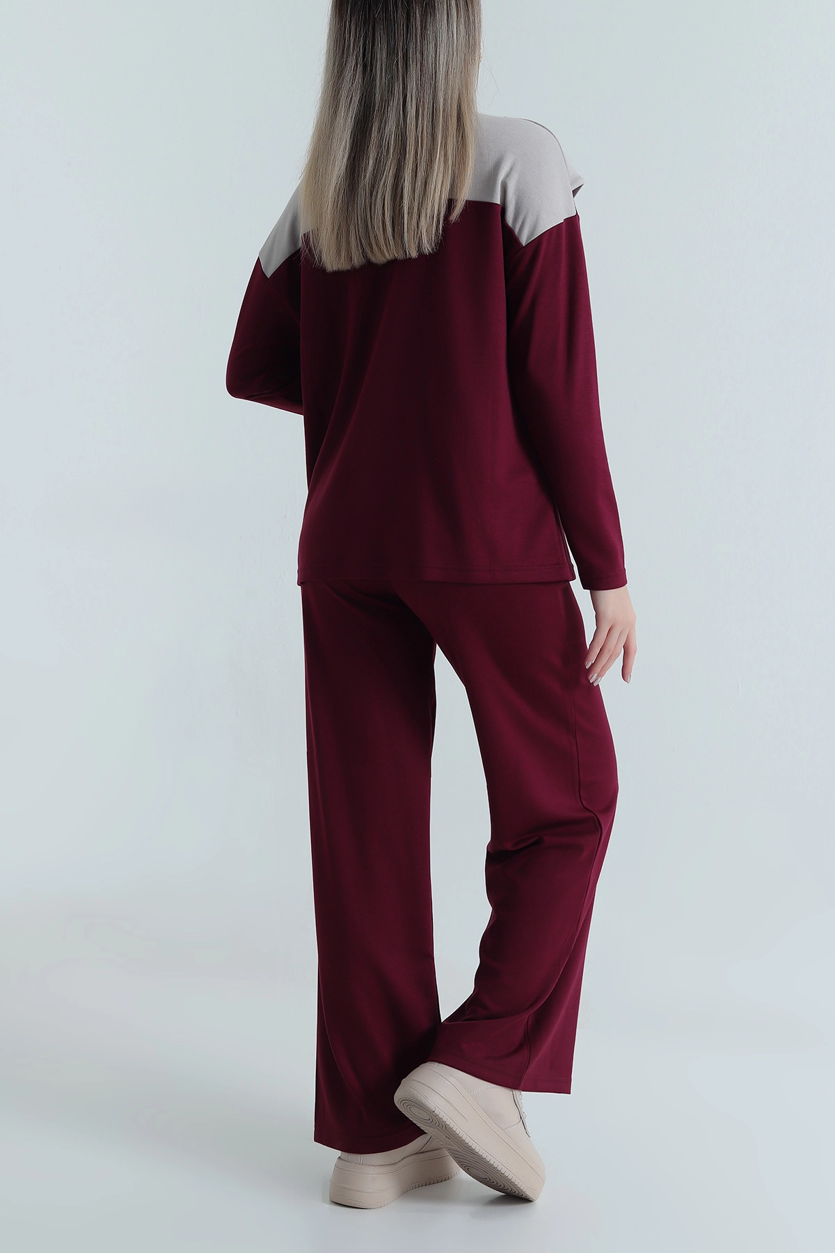 Bordo Şallı Modal Kadın İkili Takım 487827