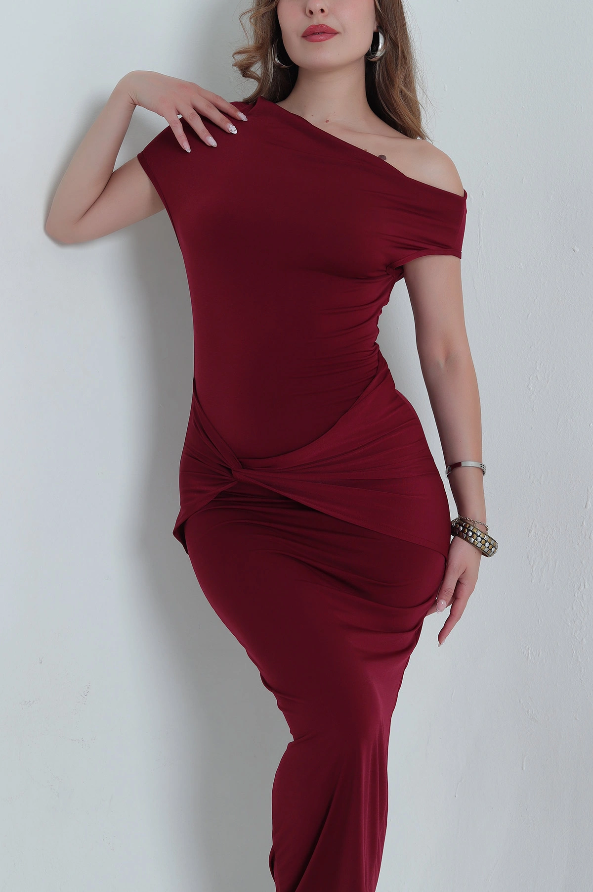 Bordo Sandy Kadın Elbise 477674