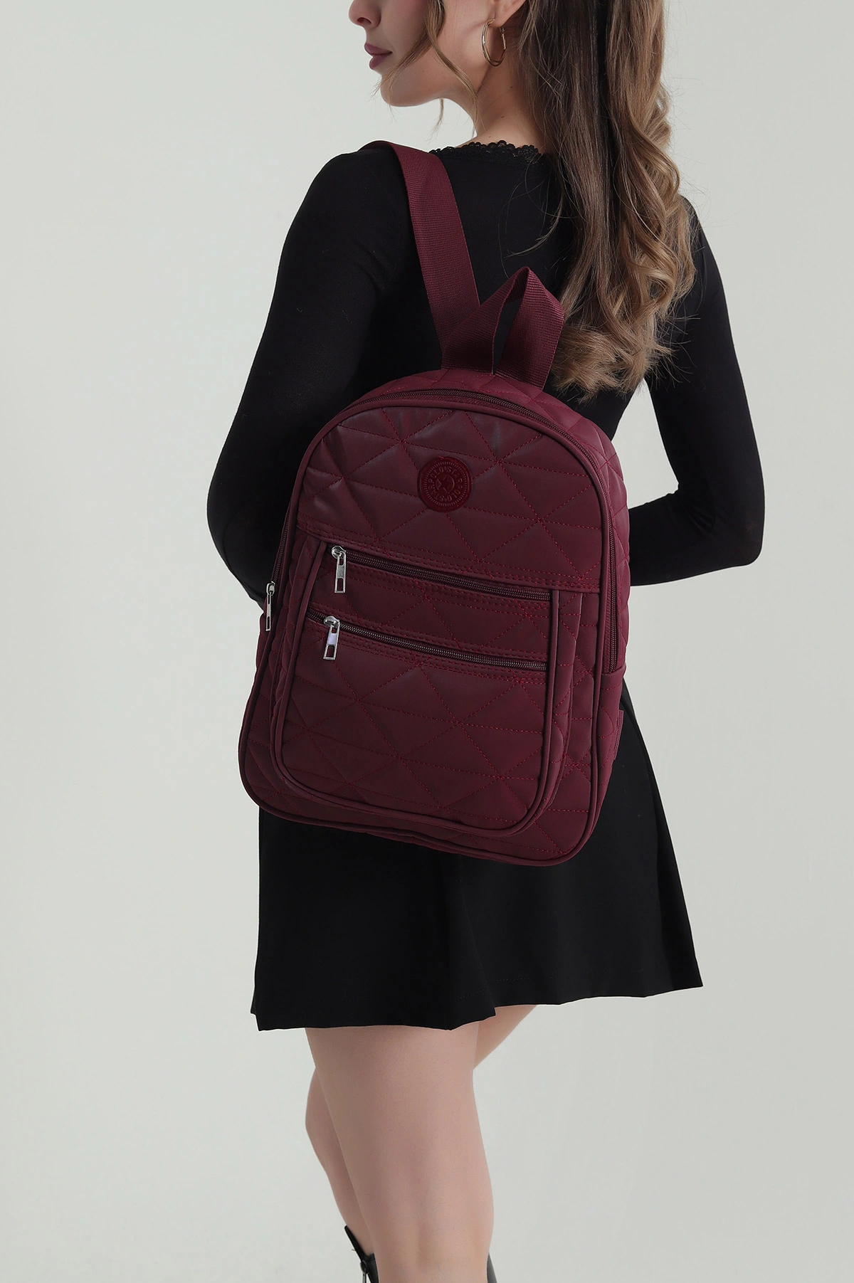 Bordo Saten Kapitone Sırt Çantası 421812