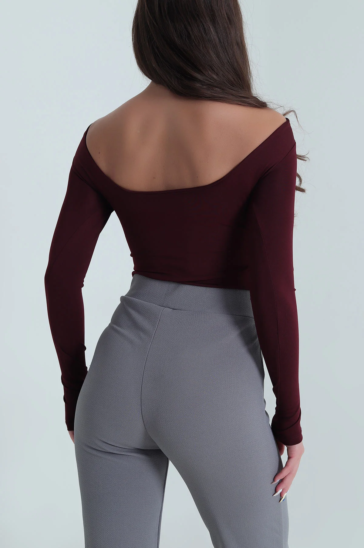 Bordo Scuba Kadın Zıbın Bluz 483749