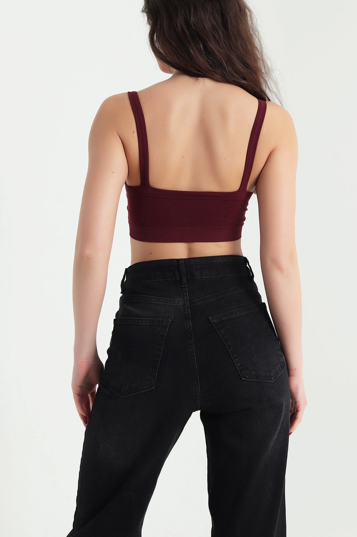 Bordo Seamless Askılı Crop Büstiyer 423254