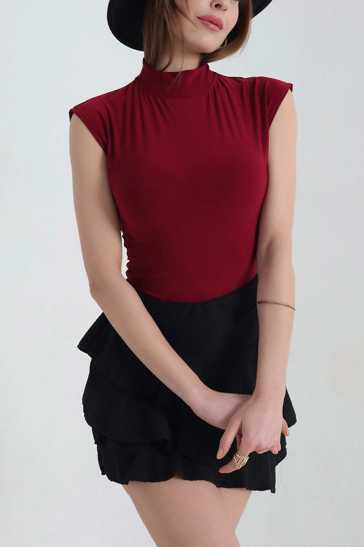 Bordo Sendy Kumaş Zıbın Bluz 337540