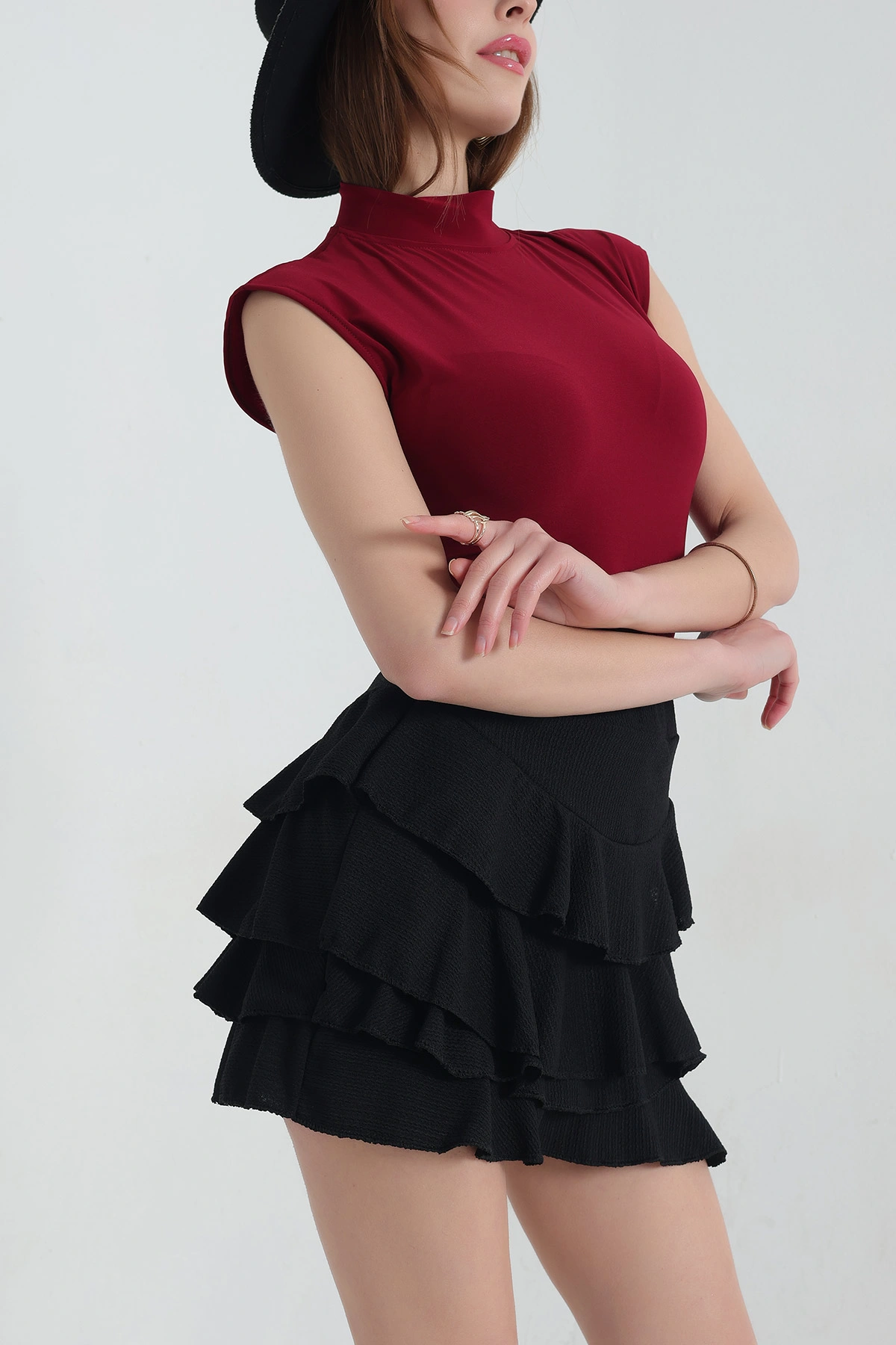 Bordo Sendy Kumaş Zıbın Bluz 337540