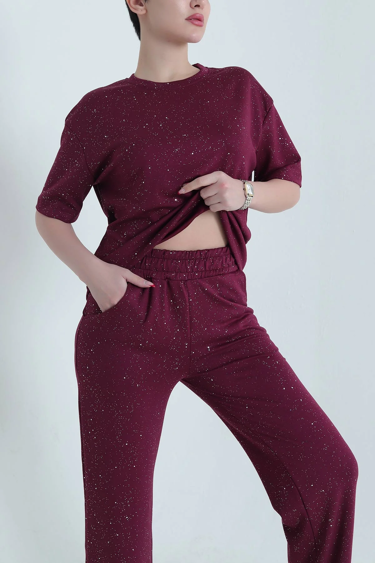 Bordo Simli Modal Kadın İkili Takım 439839