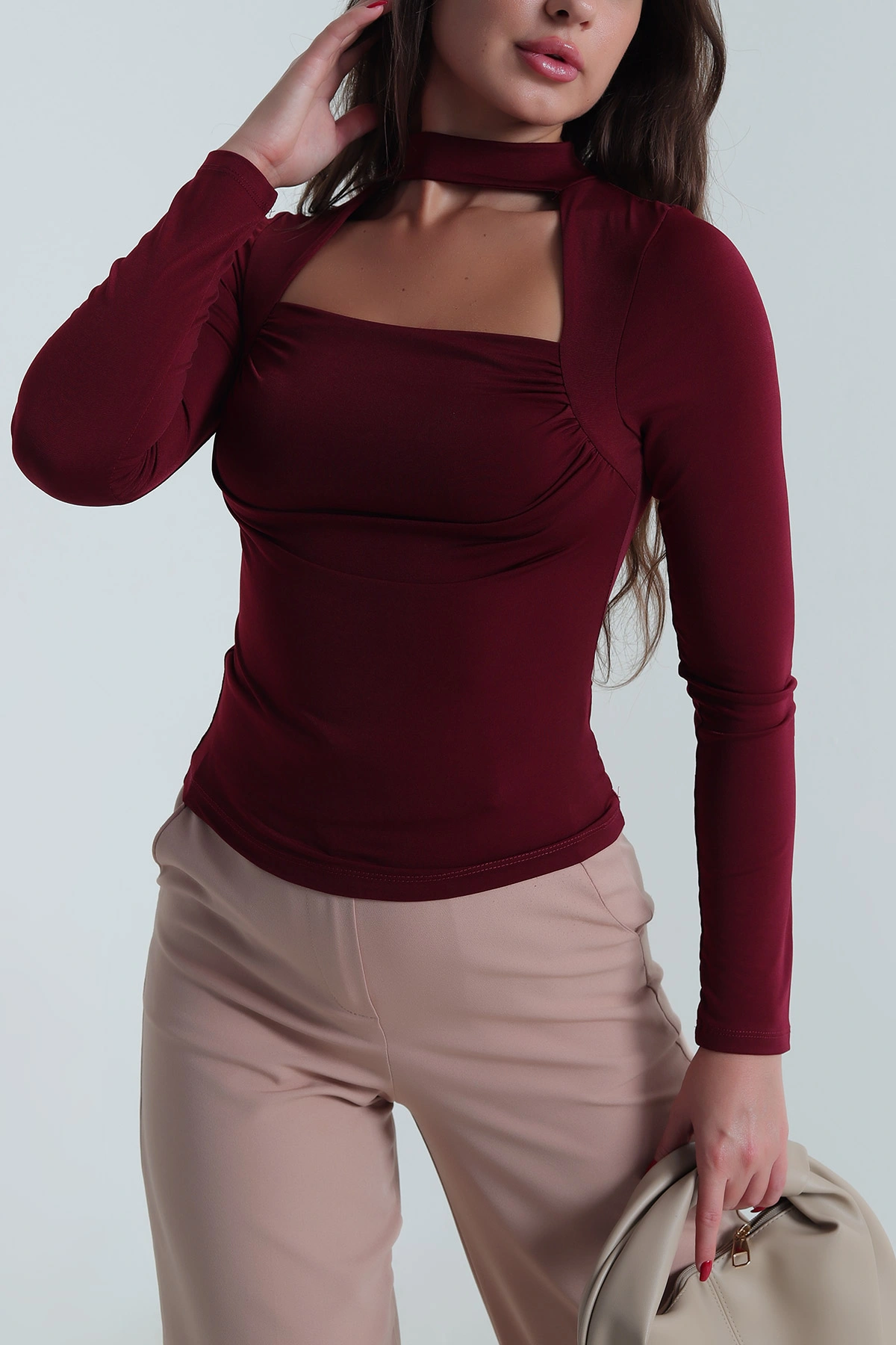 Bordo Sandy Kadın Bluz 489873