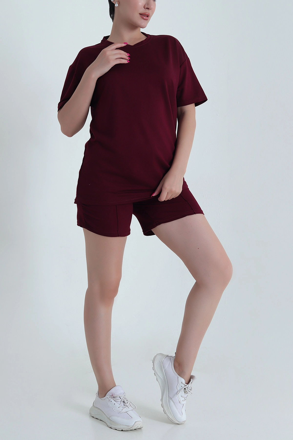 Bordo Şortlu Modal Kadın İkili Takım 474383