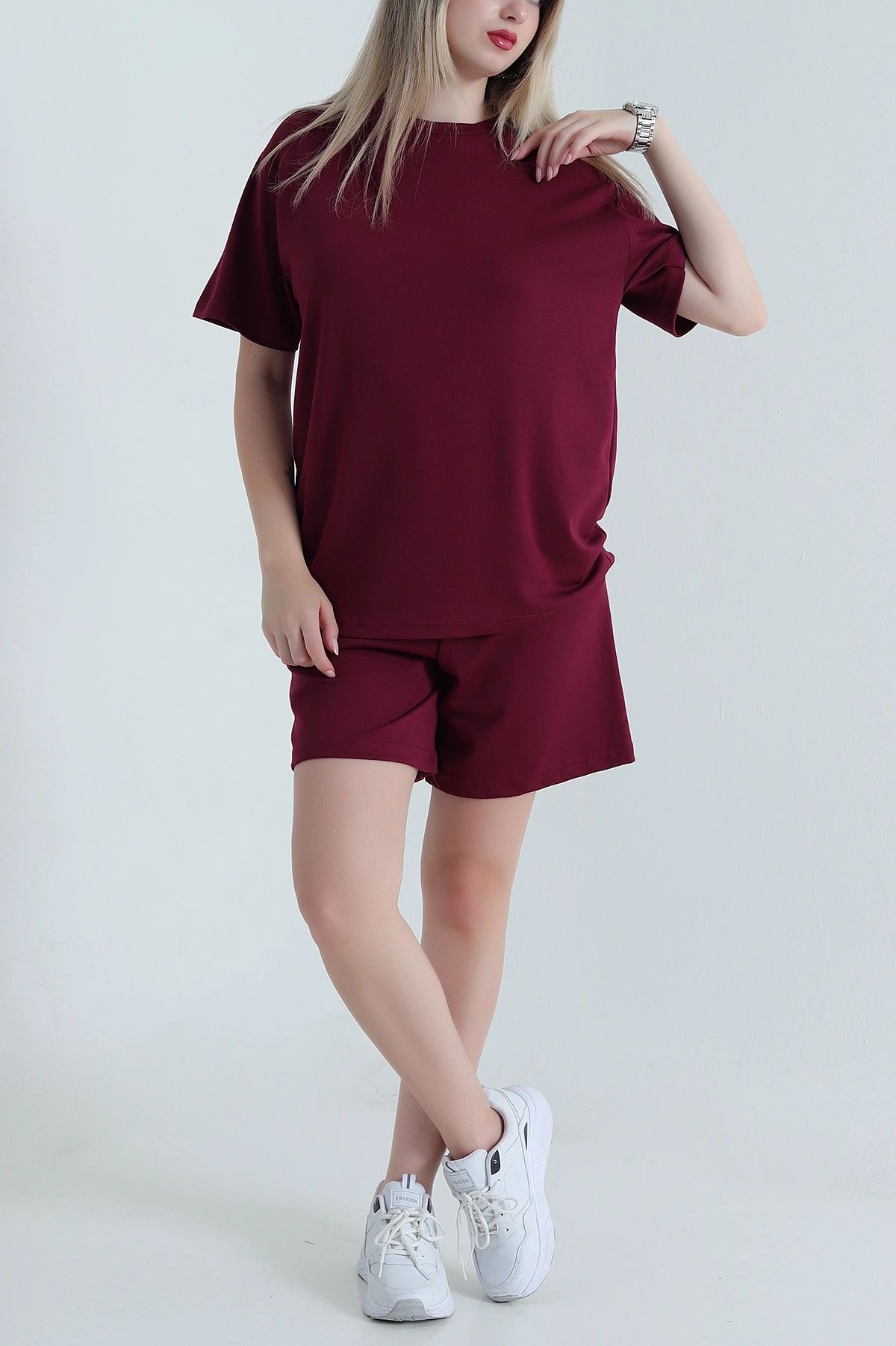 Bordo Şortlun Modal Kadın İkili Takım 466195