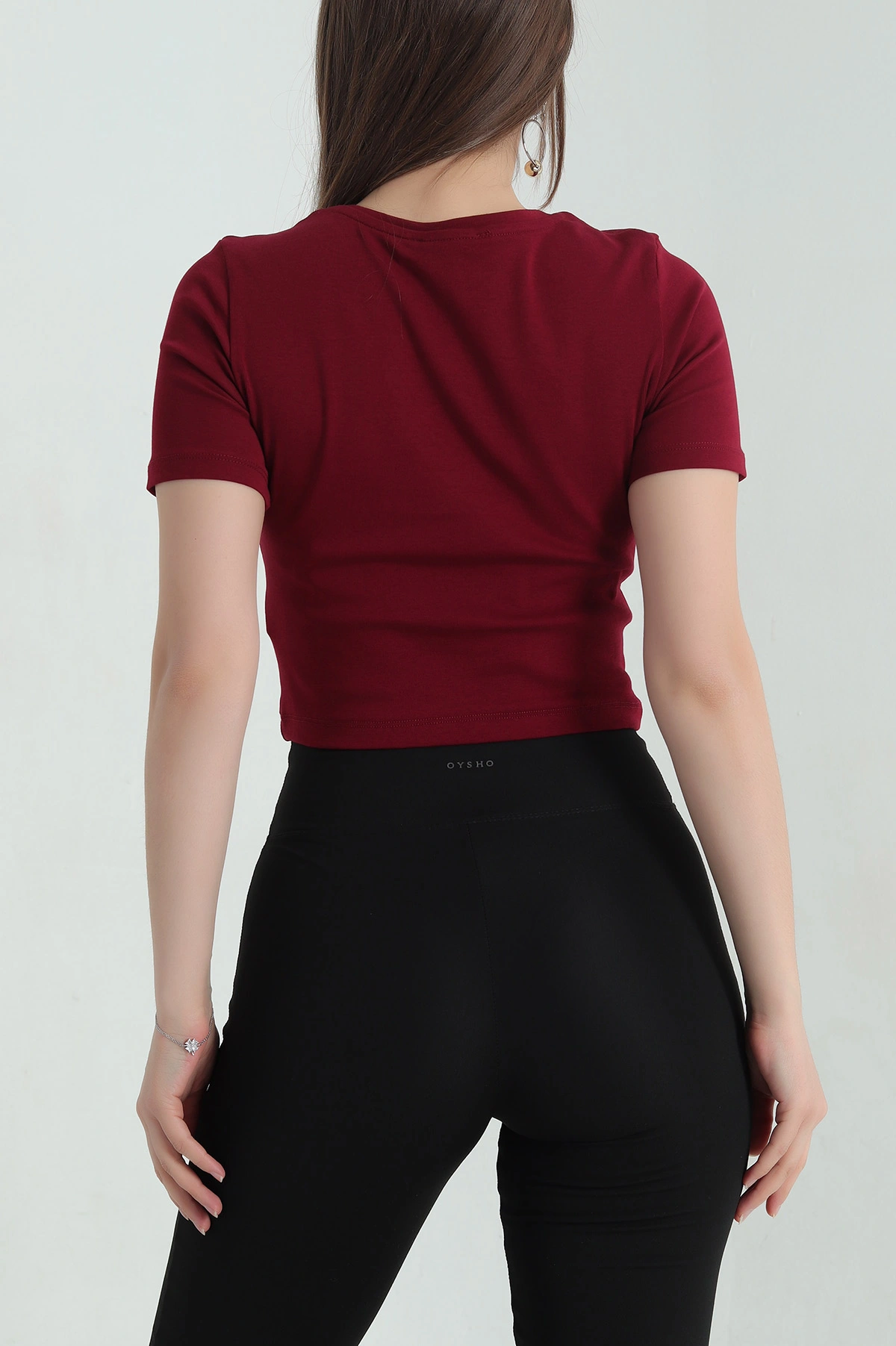 Bordo Süprem Crop Kadın Tişört 348114