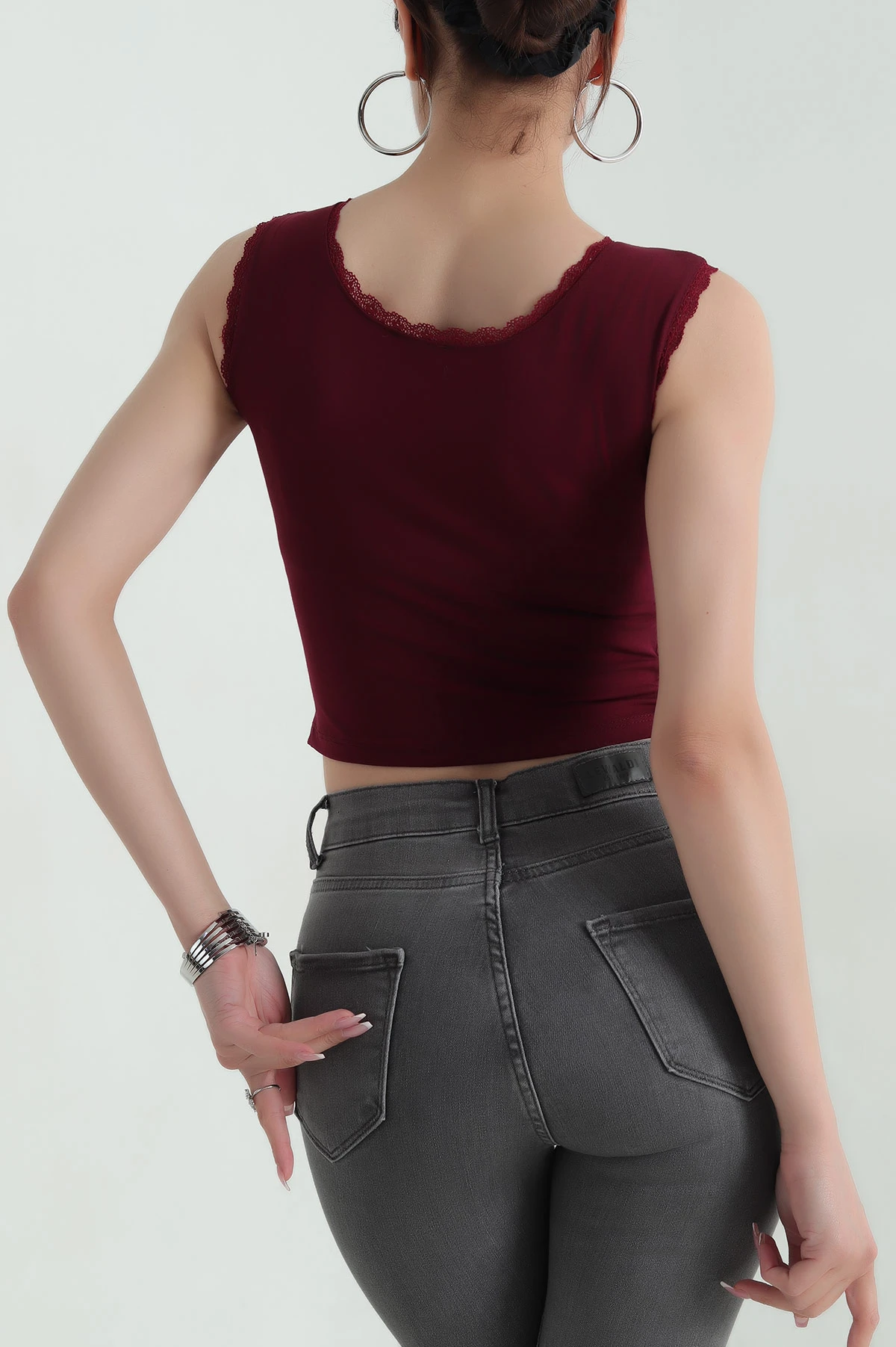 Bordo Süprem Kumaş Fiyonklu Kadın Atlet 372675