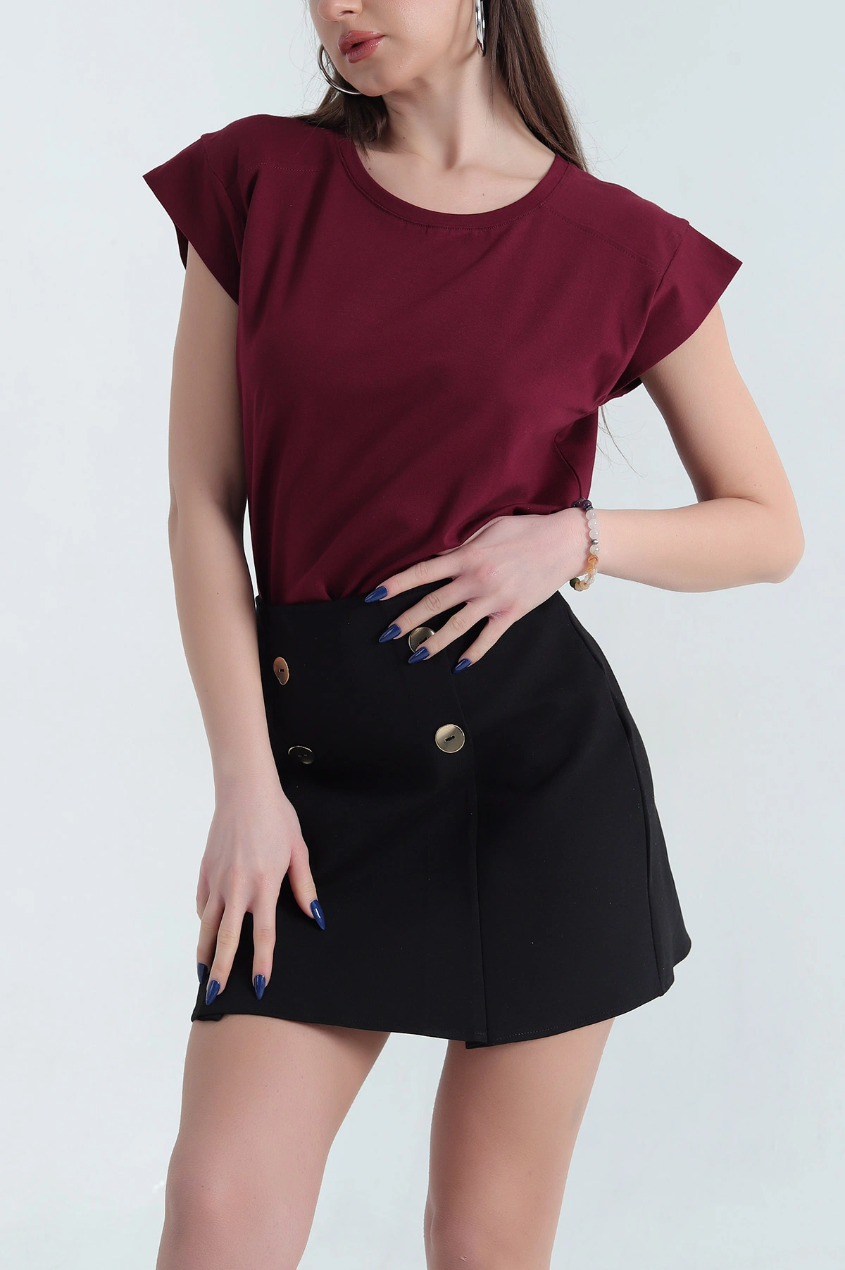 Bordo Süprem Reglan Kol Tişört 338155