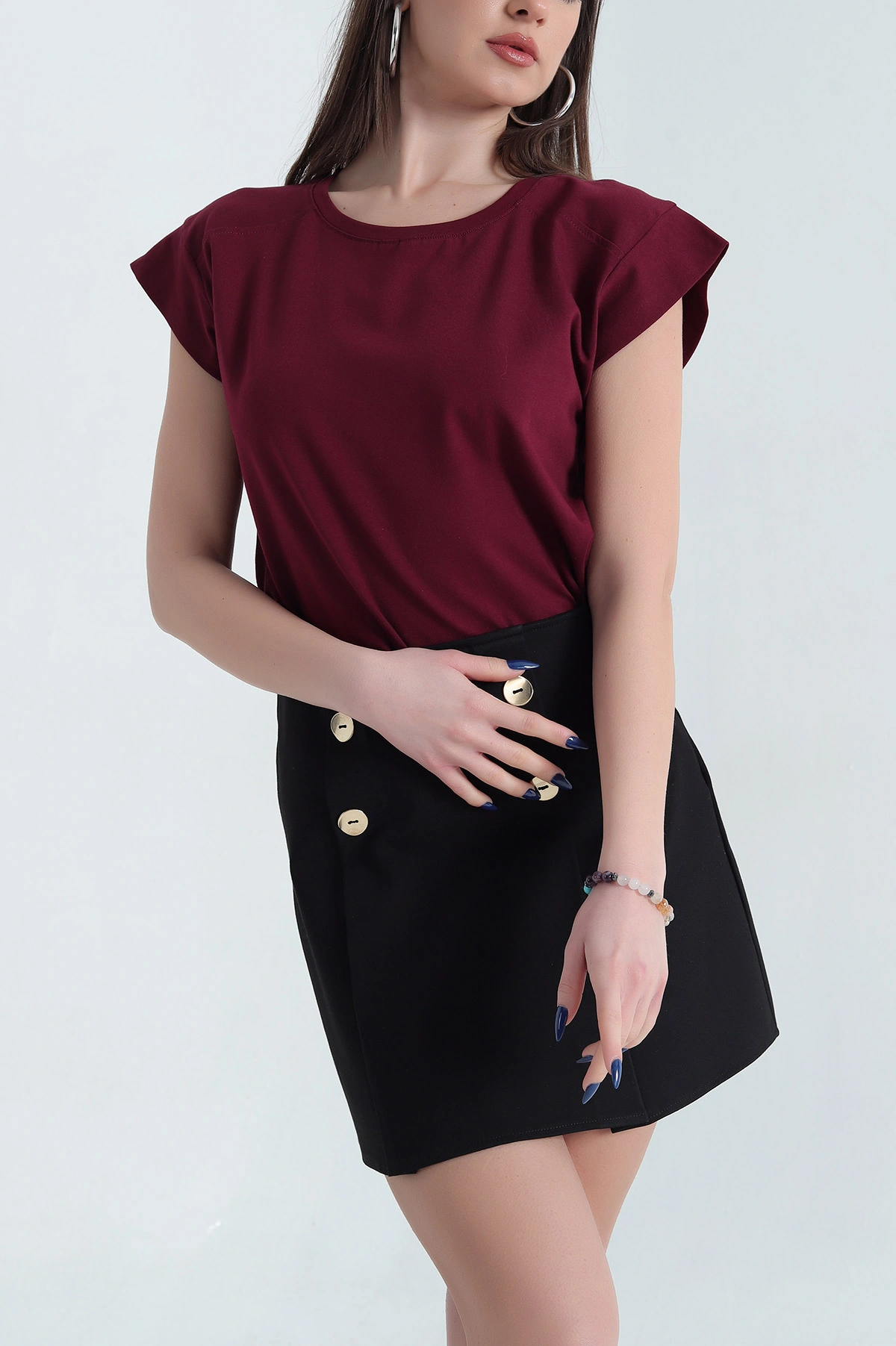 Bordo Süprem Reglan Kol Tişört 338155