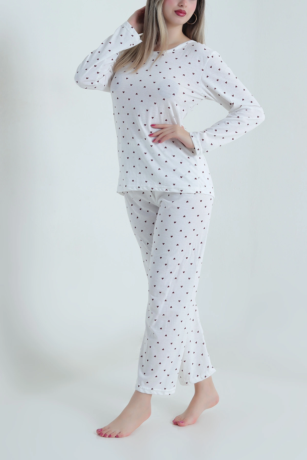 Bordo Süprem Uzun Kol Kadın Pijama Takımı 493627