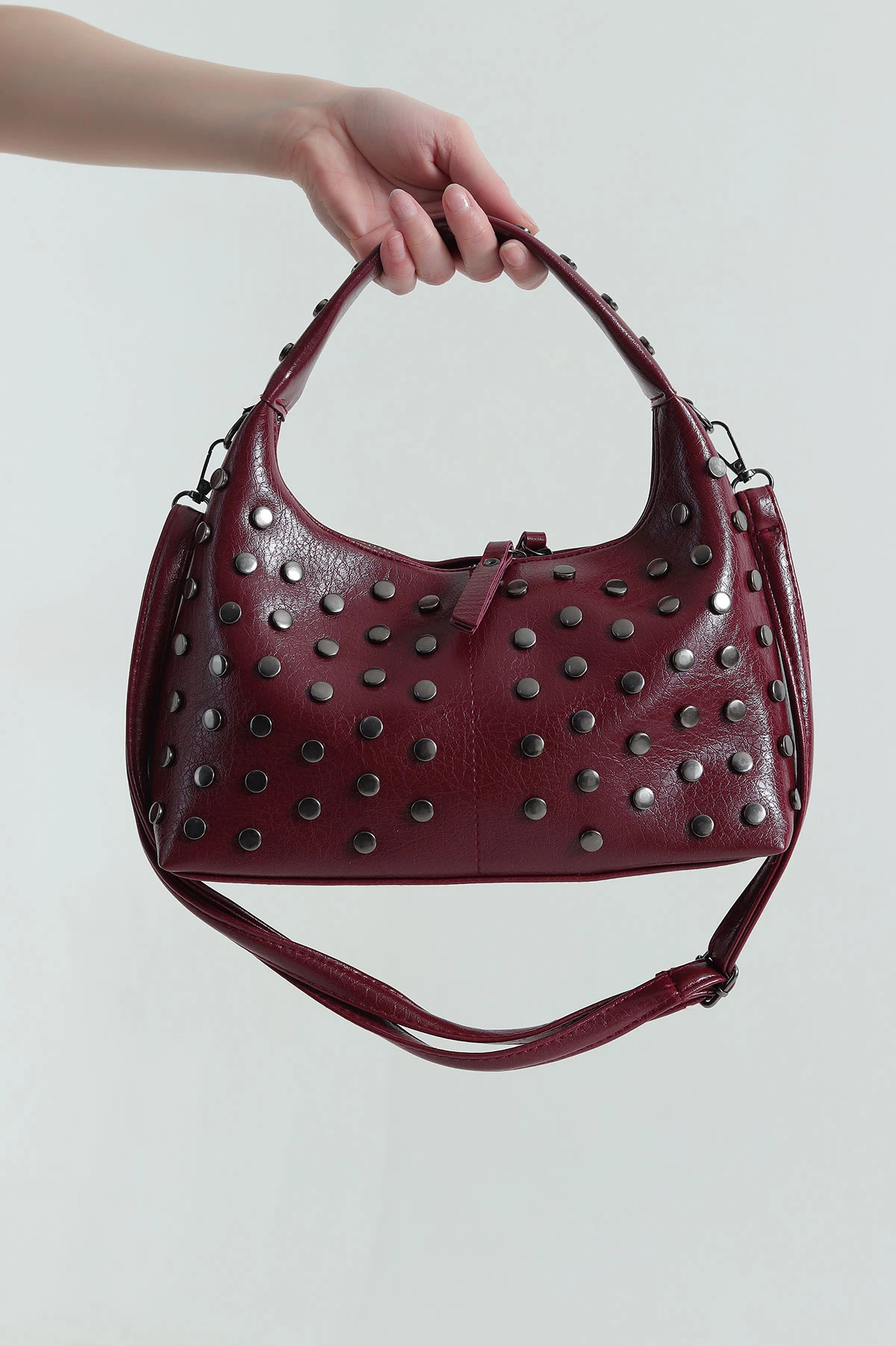 Bordo Taş Tasarımlı Kadın El Kol ve Omuz Çantası 439462