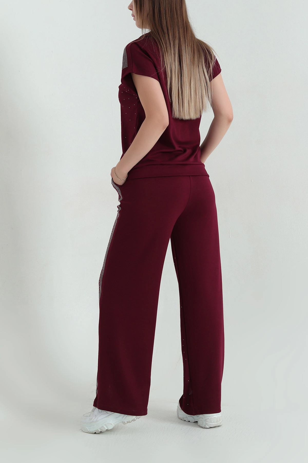 Bordo Taşlı Modal Kadın İkili Takım 367853