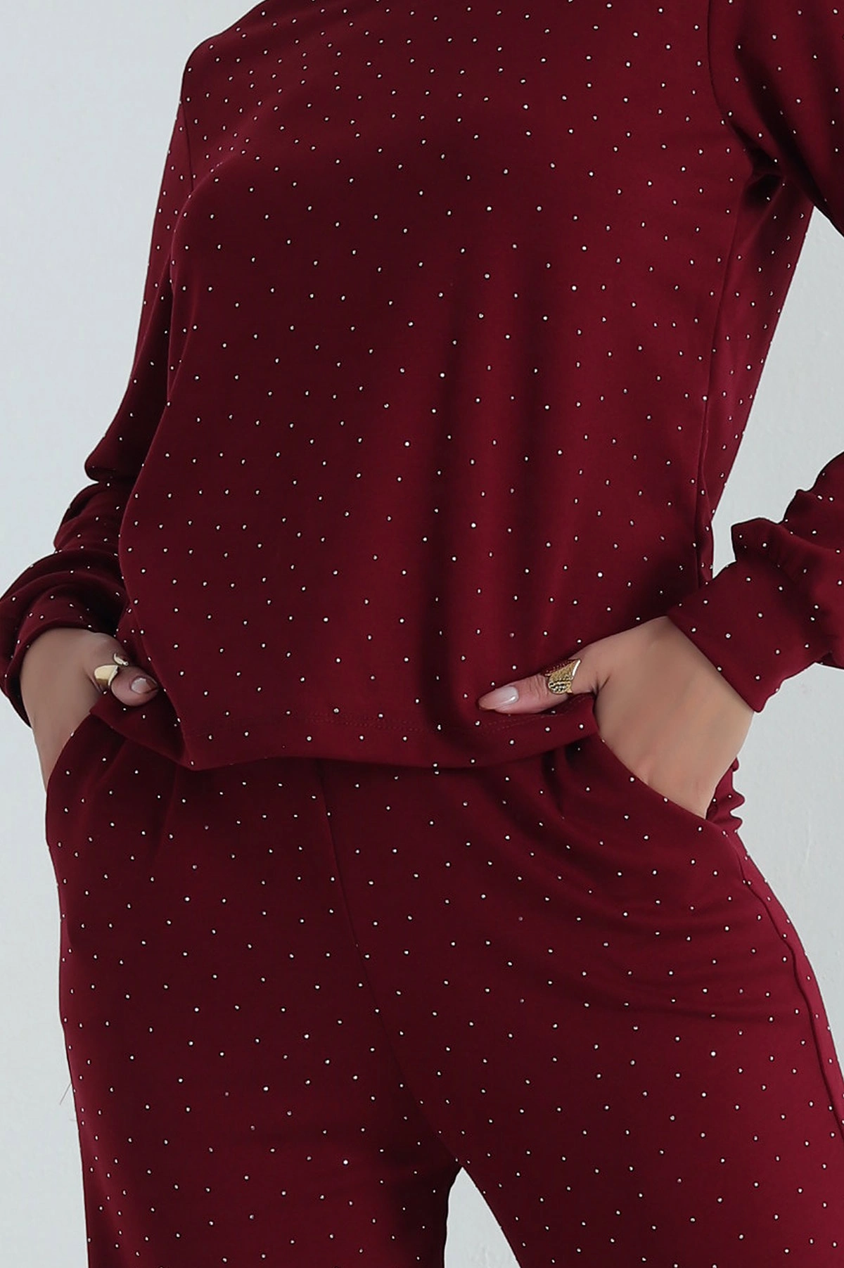 Bordo Taşlı Tasarım Oysho Kadın İkili Takım 389948