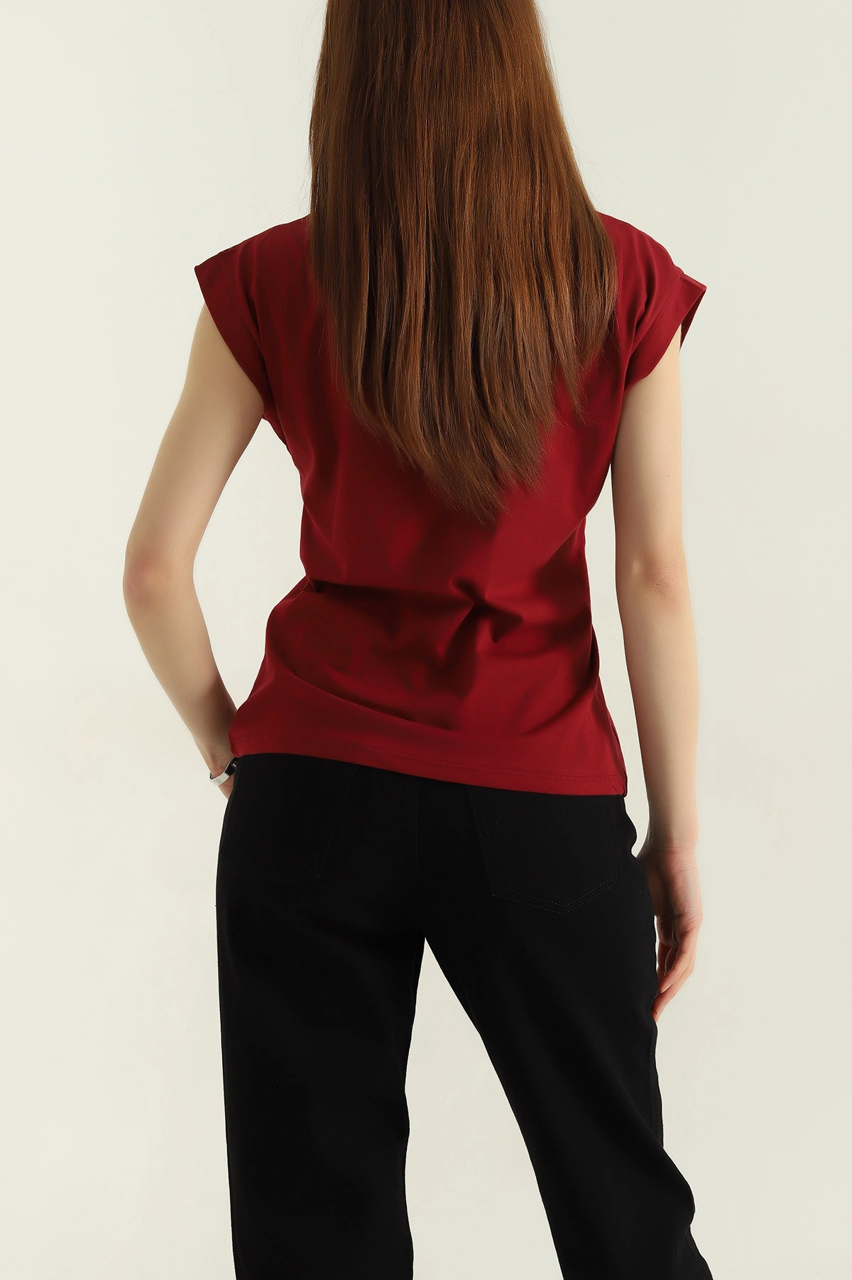 Bordo Taşlı Tasarım Süprem Kadın Bluz 362509