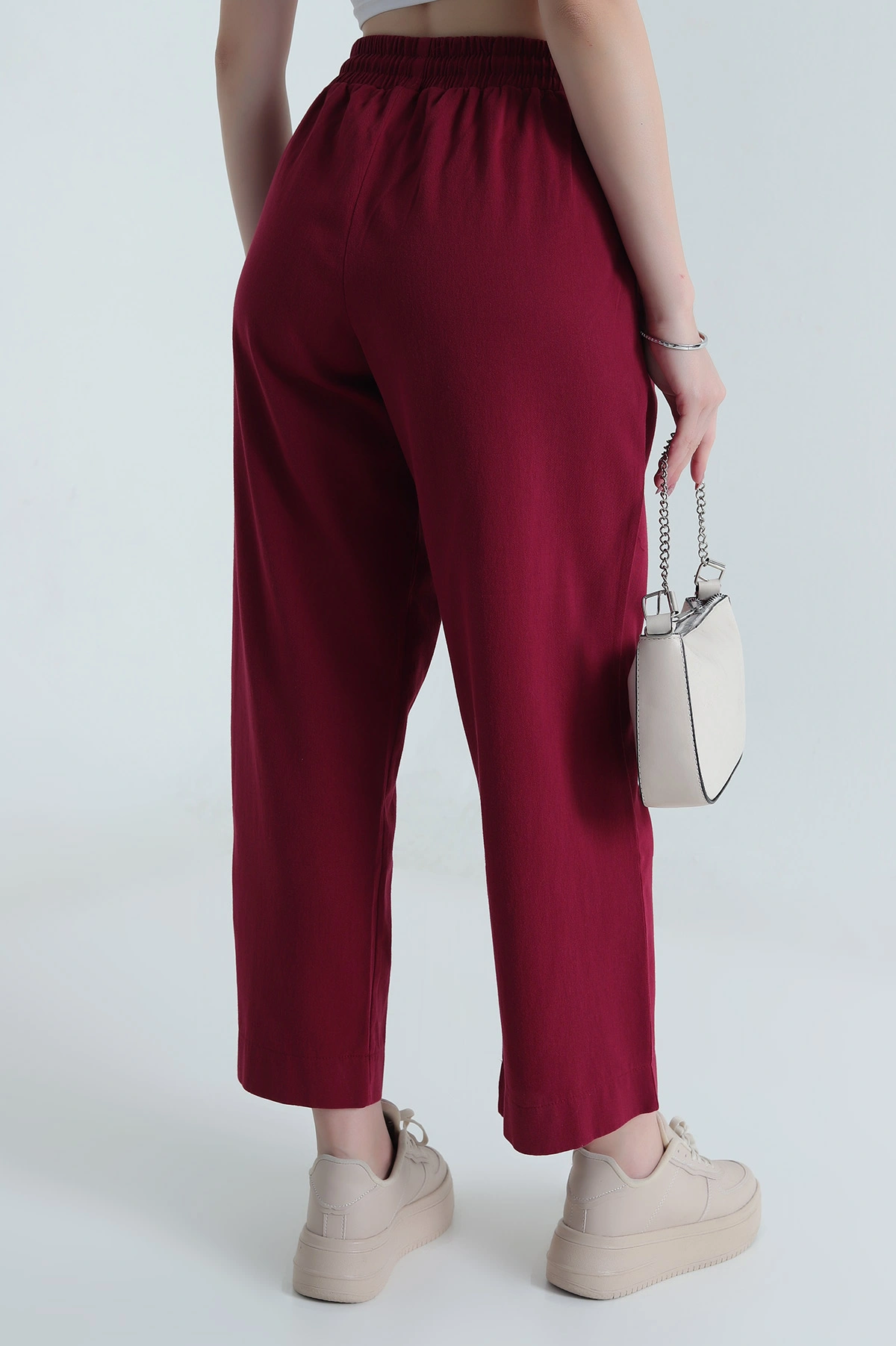 Bordo Tencel Gabardin Kadın Pantolon 478625