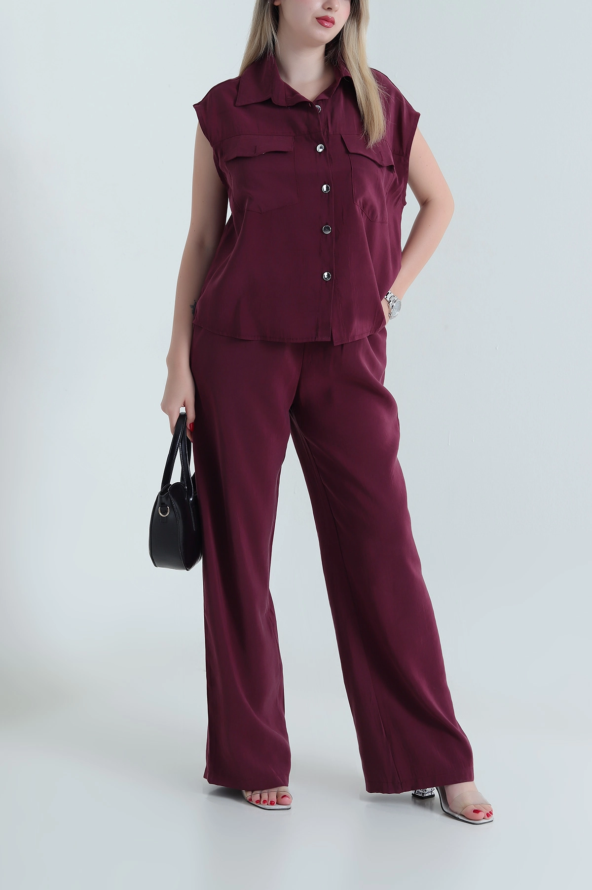 Bordo Tensel Modal Kadın İkili Takım 467742