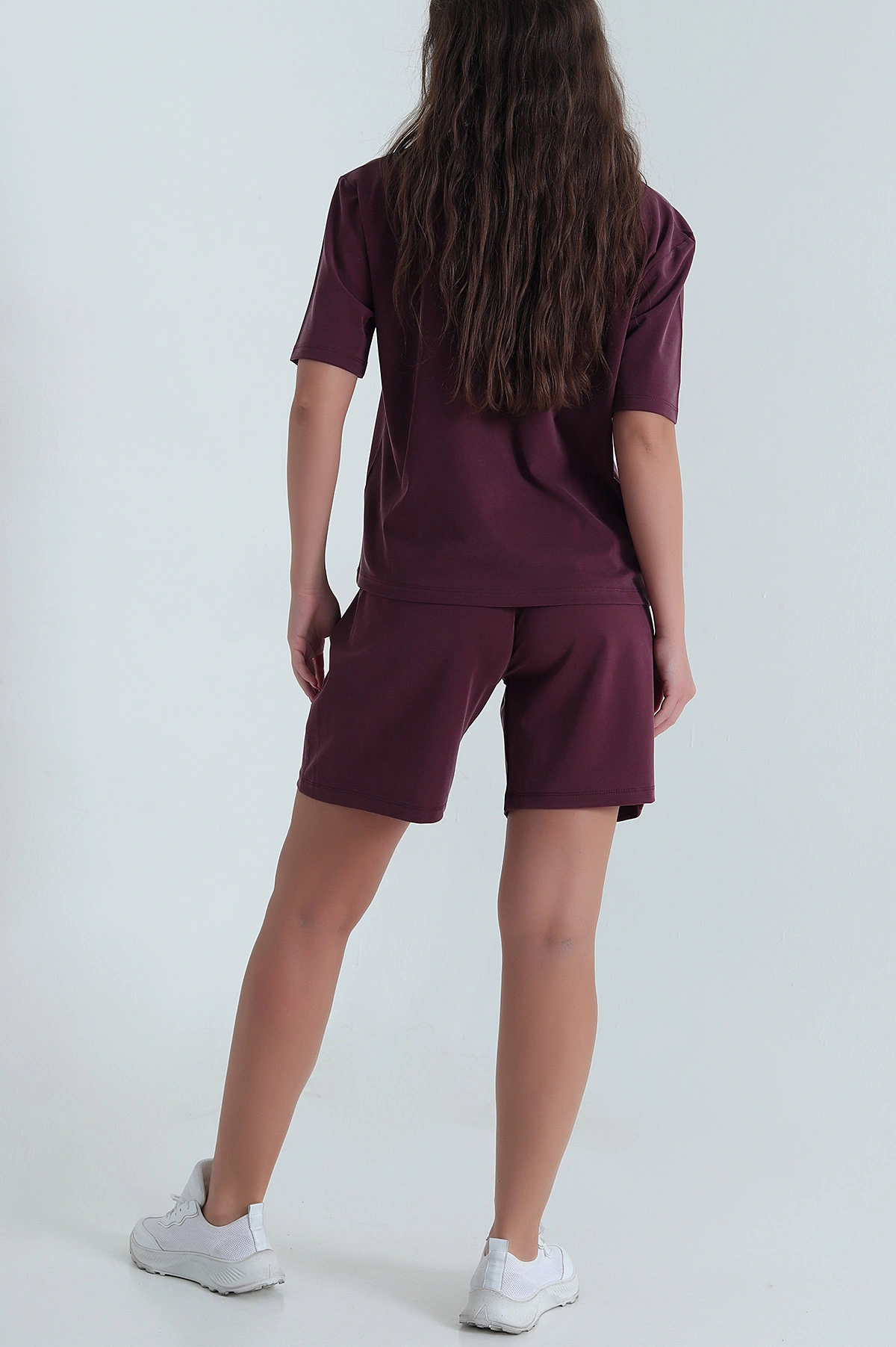 Bordo Tensel Pike Kumaş Şortlu Takım 472621