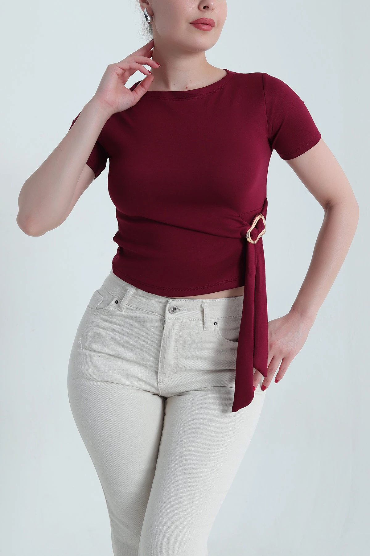 Bordo Tokalı Oysho Kadın Bluz 466909
