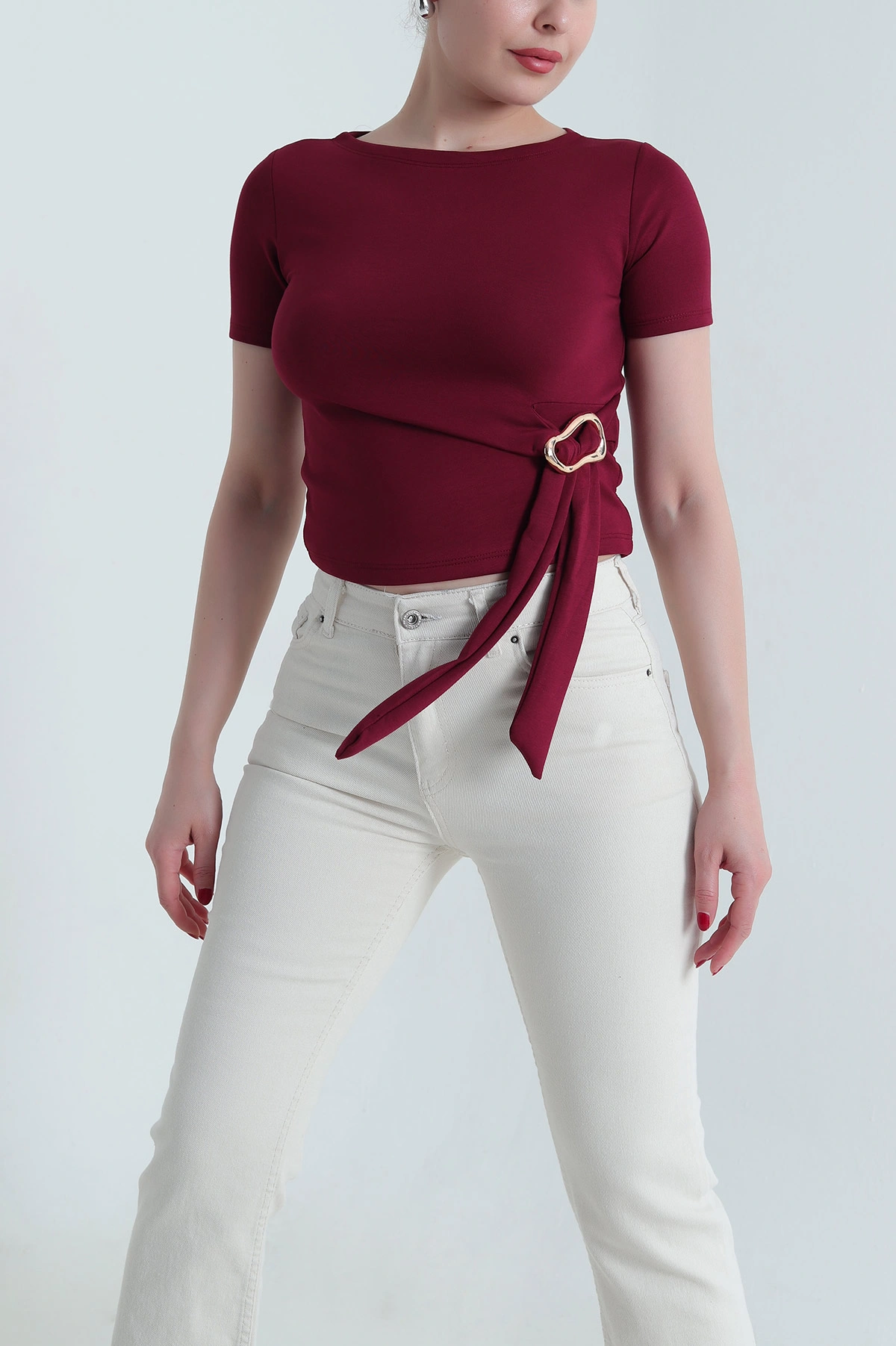 Bordo Tokalı Oysho Kadın Bluz 466909