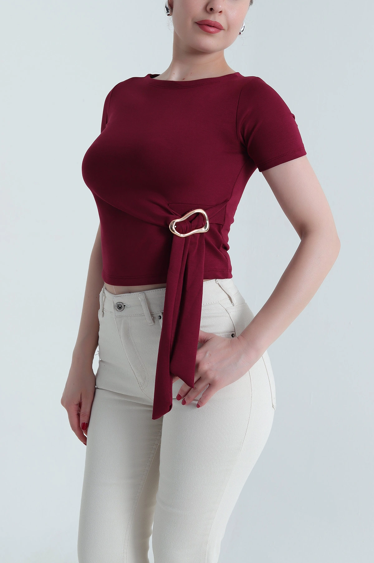 Bordo Tokalı Oysho Kadın Bluz 466909