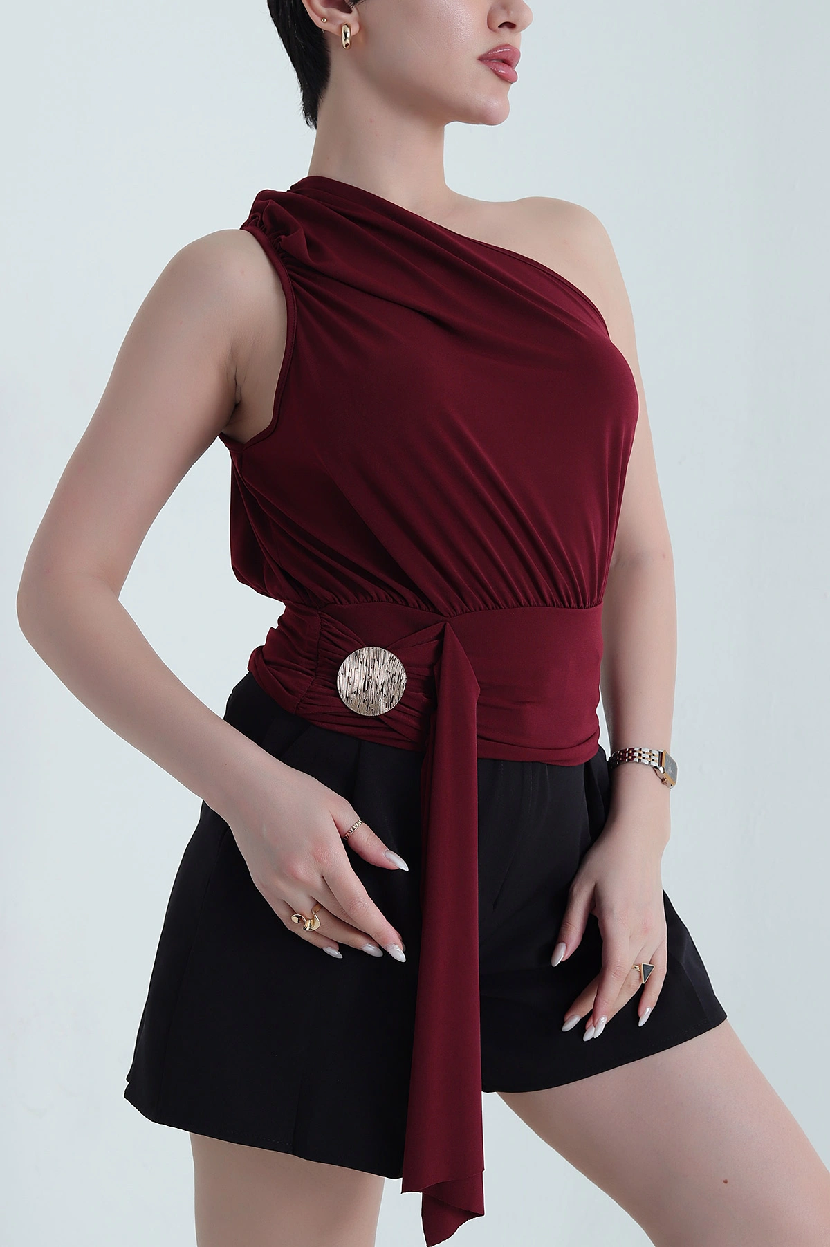 Bordo Tokalı Sandy Kadın Bluz 444314