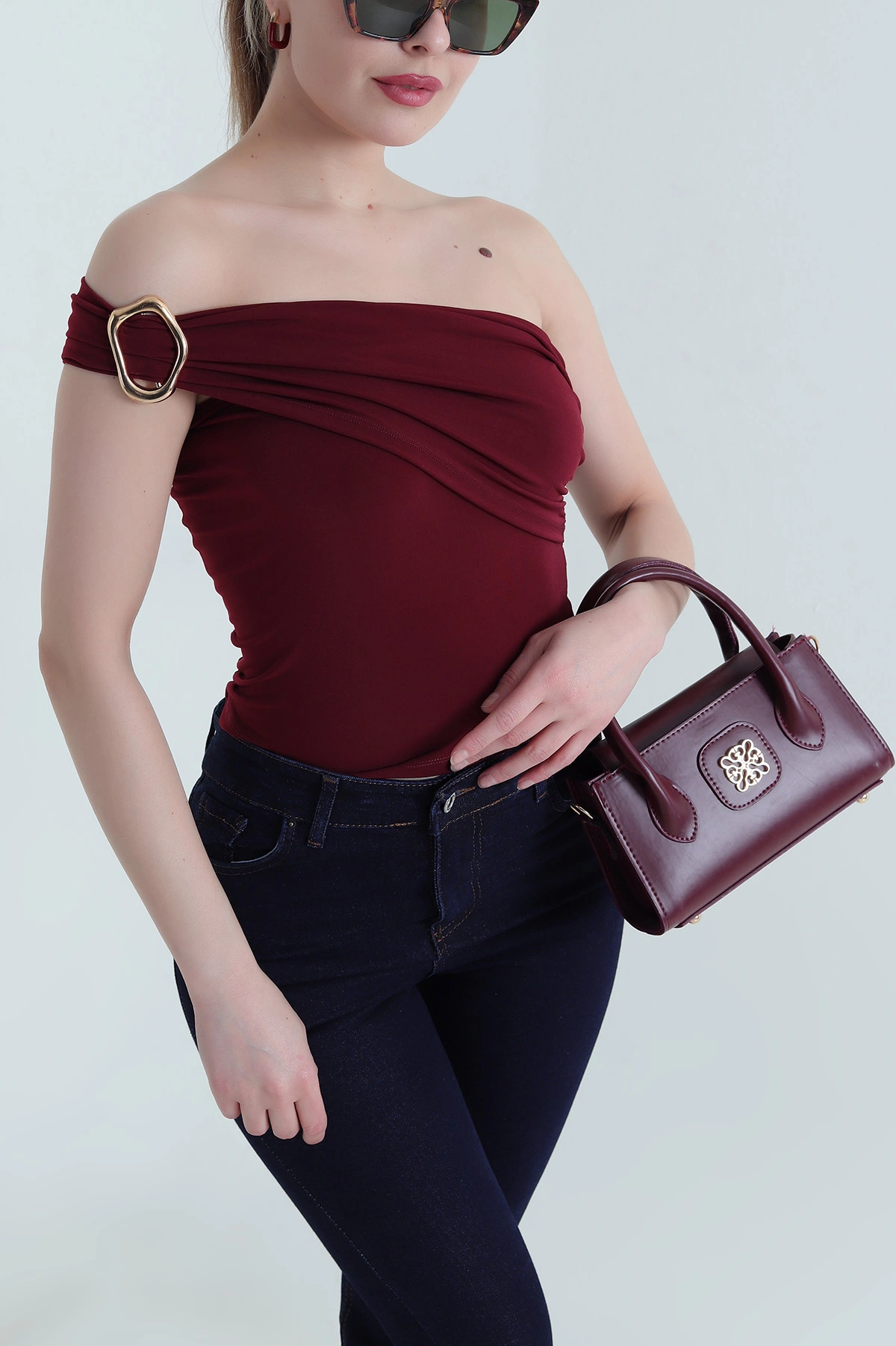 Bordo Tokalı Sandy Kadın Bluz 444320