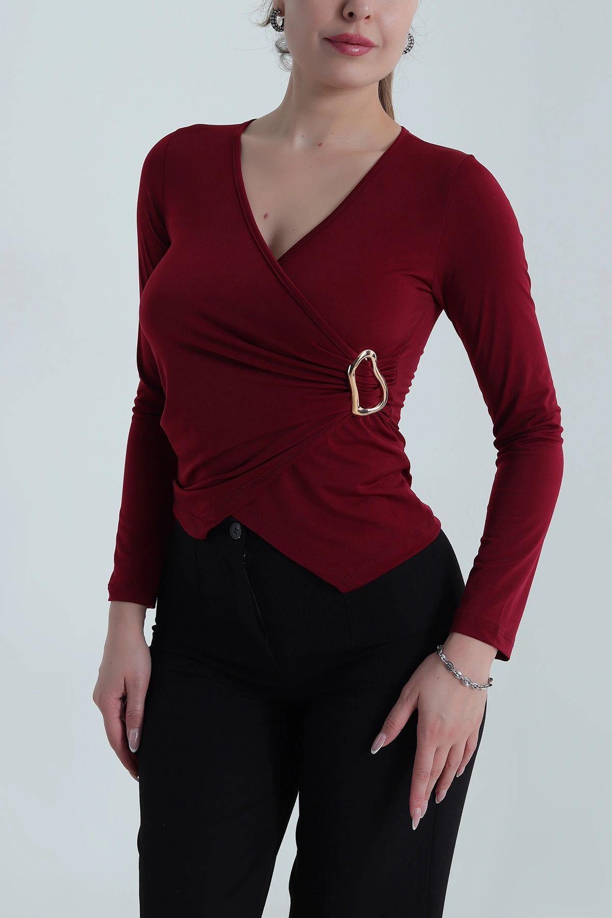Bordo Tokalı Sandy Kadın Bluz 488668