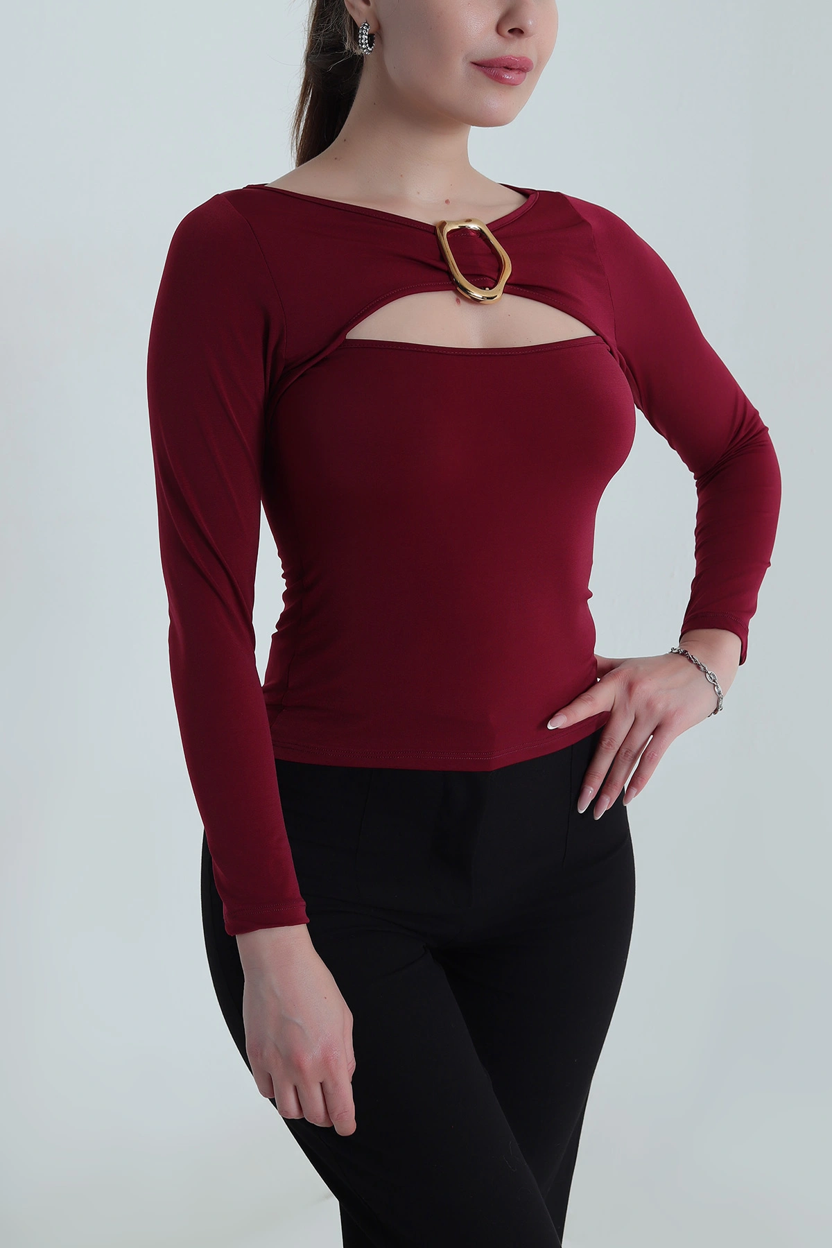 Bordo Tokalı Sandy Kadın Bluz 488845