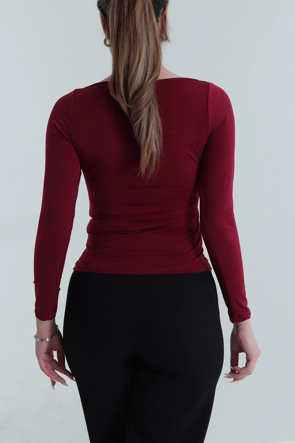 Bordo Tokalı Sandy Kadın Bluz 488845