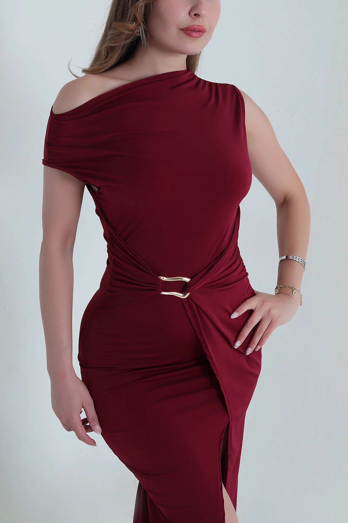 Bordo Tokalı Sandy Kadın Elbise 477680