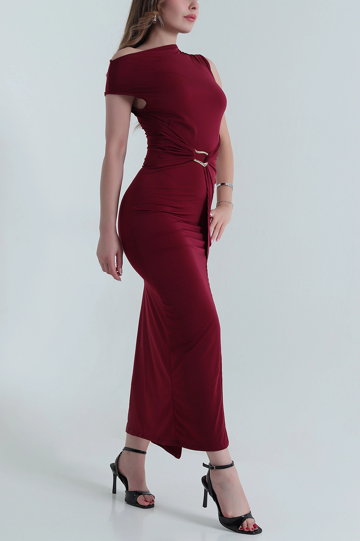 Bordo Tokalı Sandy Kadın Elbise 477680