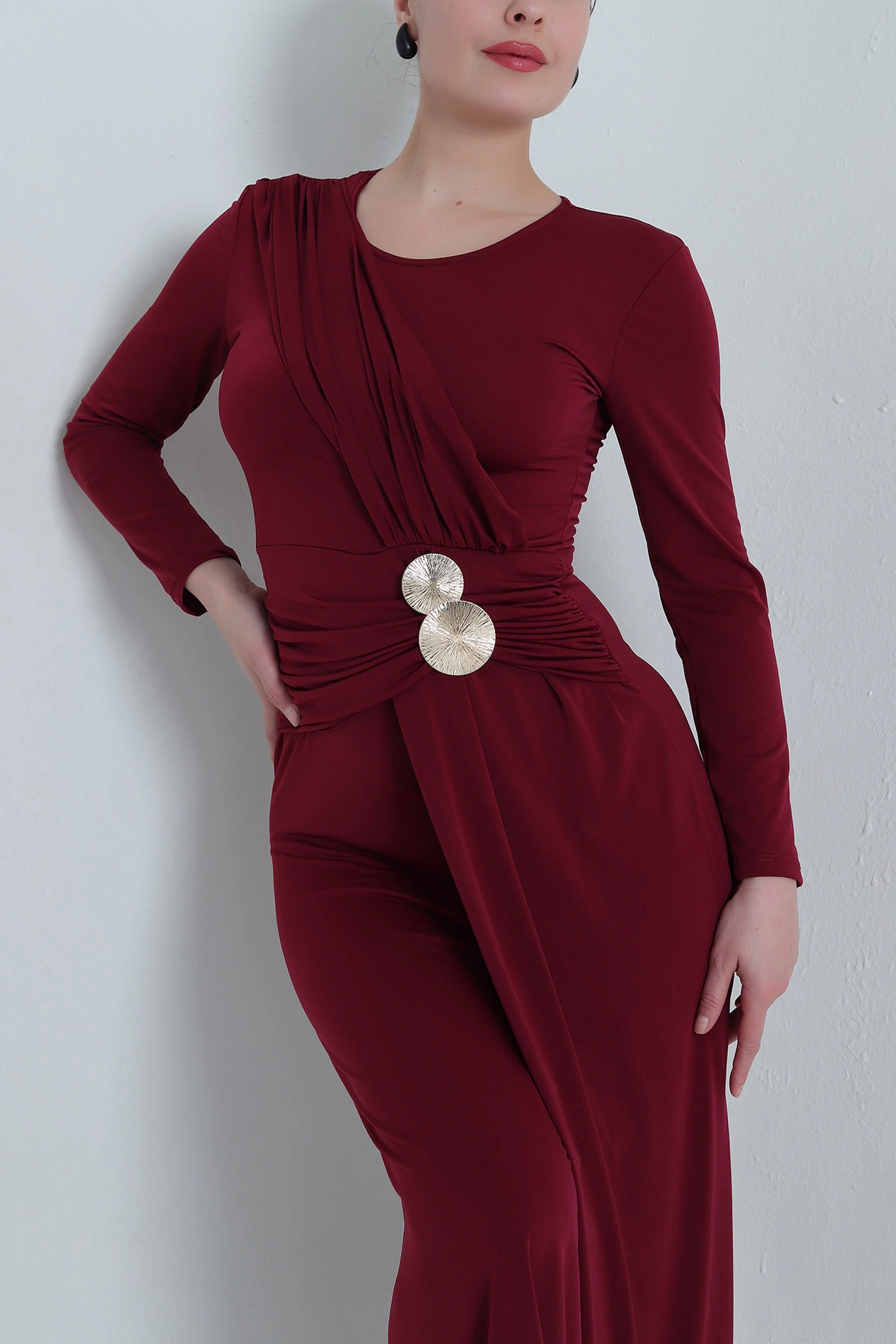 Bordo Tokalı Sandy Kadın Elbise 495049