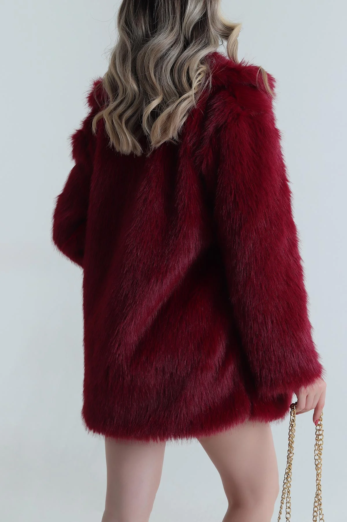 Bordo Uzun Lolita Astarlı Kadın Kürk 484222