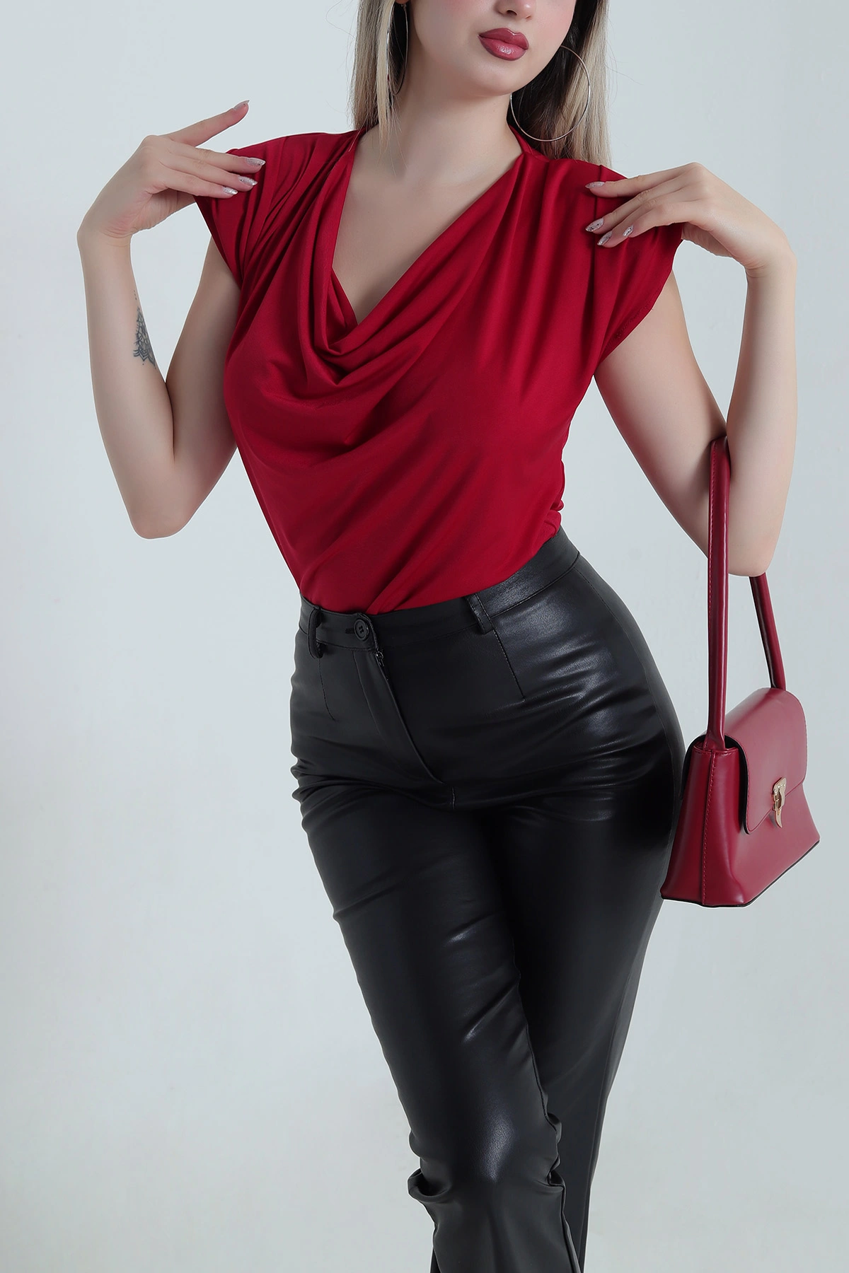 Bordo Vatkalı Buzzy Kadın Bluz 491006