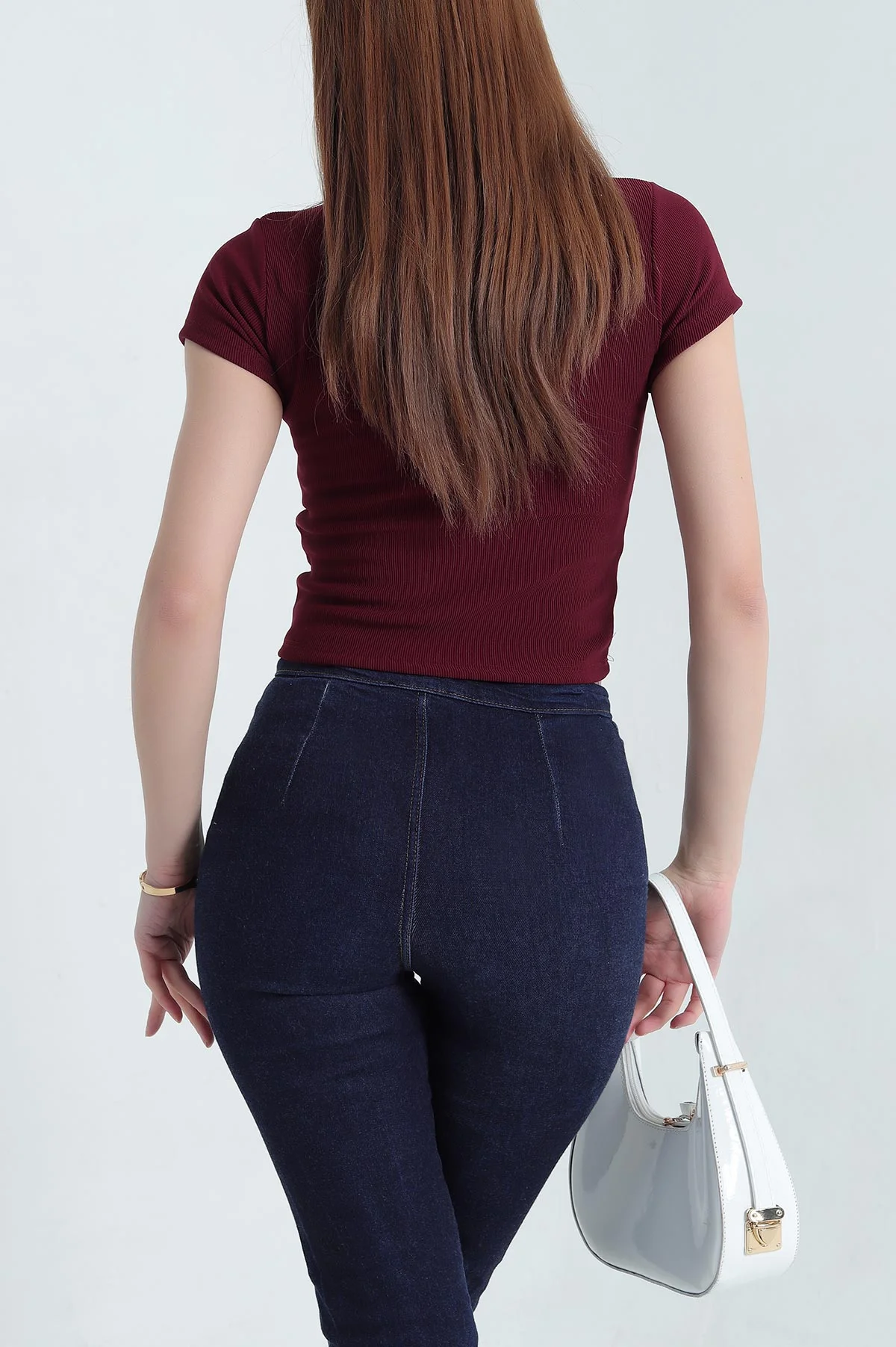 Bordo Yaka Güpürlü Ottoman Bluz 341342