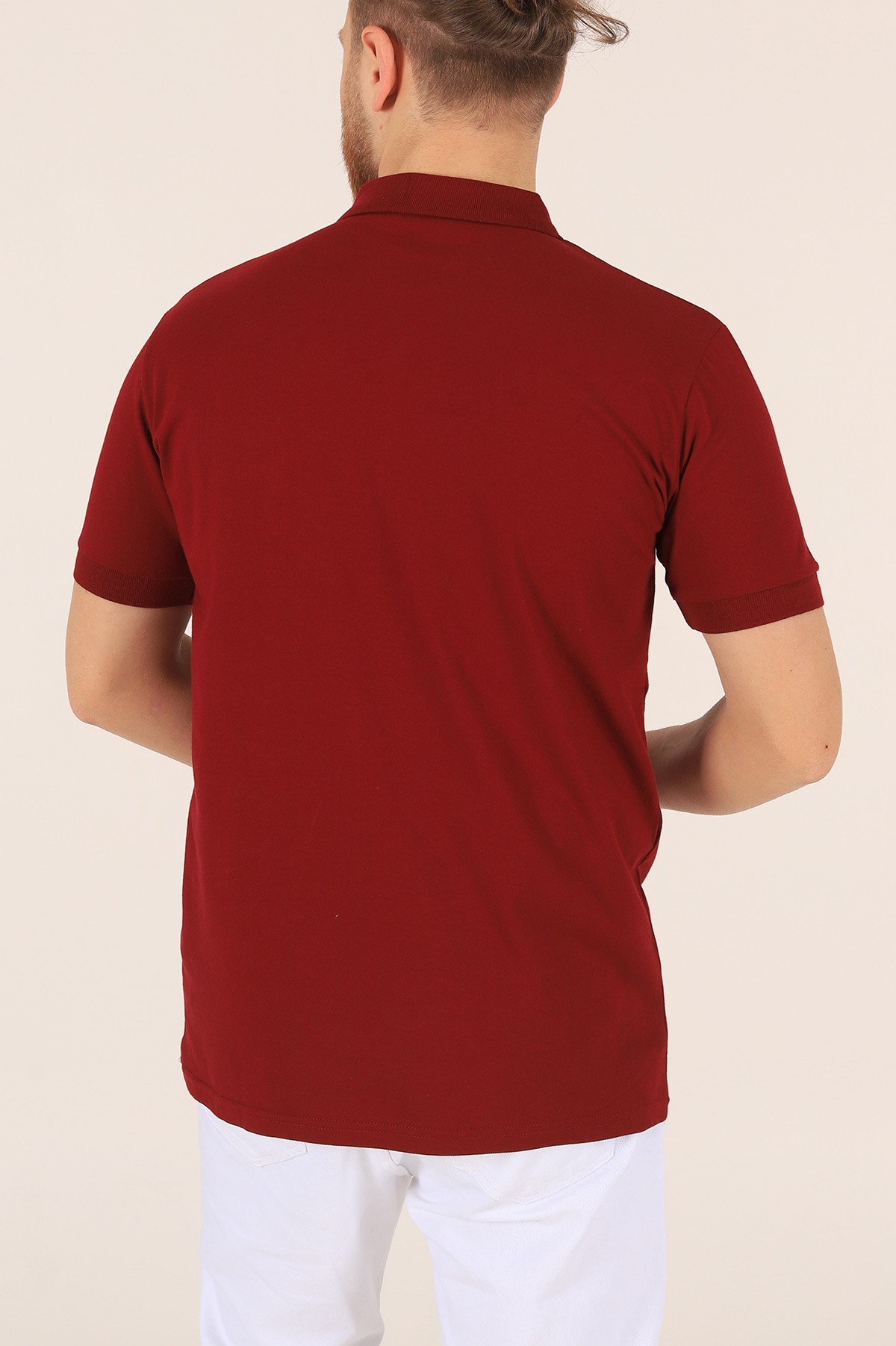 Bordo Yakalı Lakost Kumaş Erkek Tişört 174325
