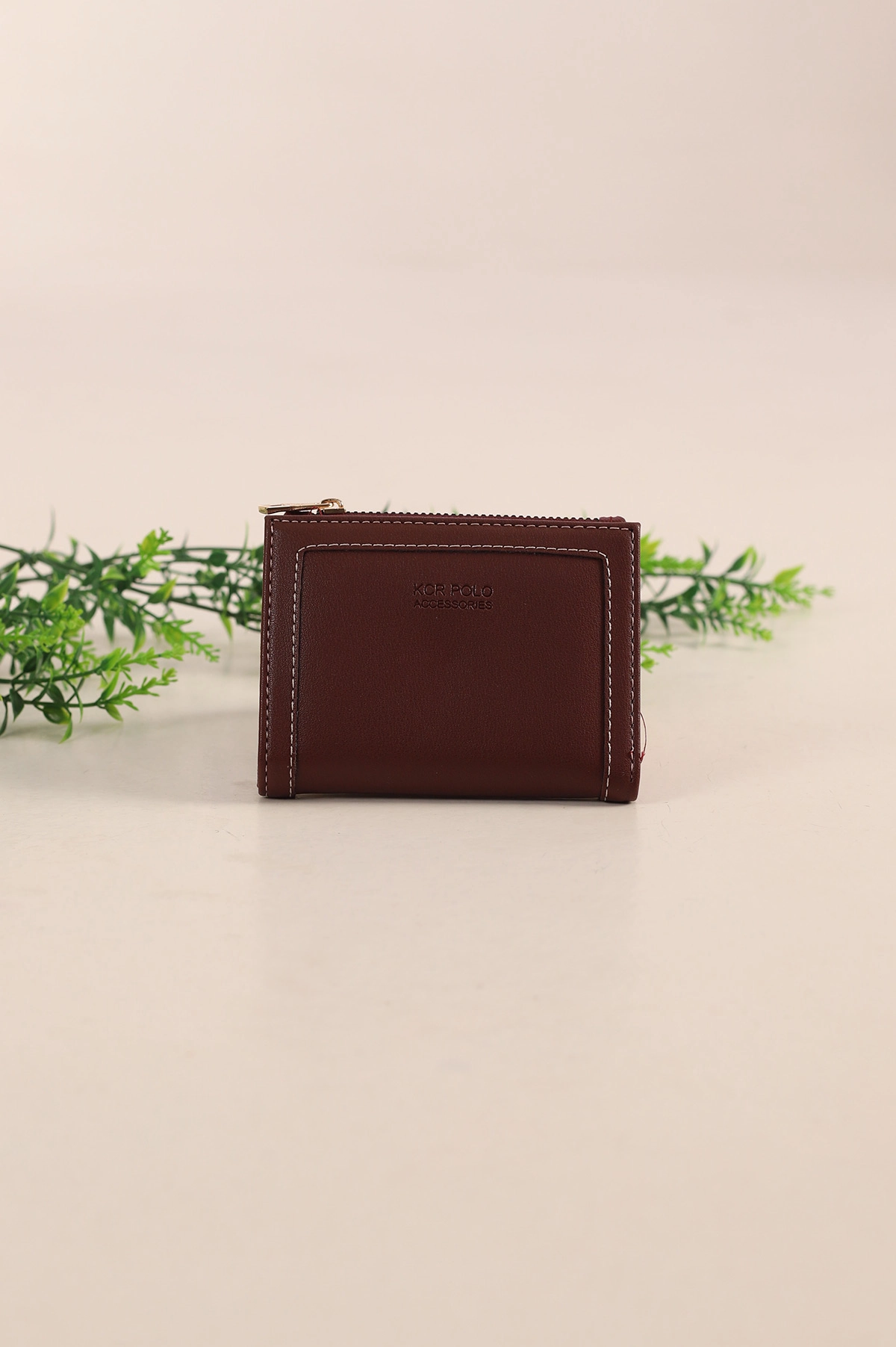 Bordo Yazı Detaylı Fermuarlı Kadın Cüzdan 428301