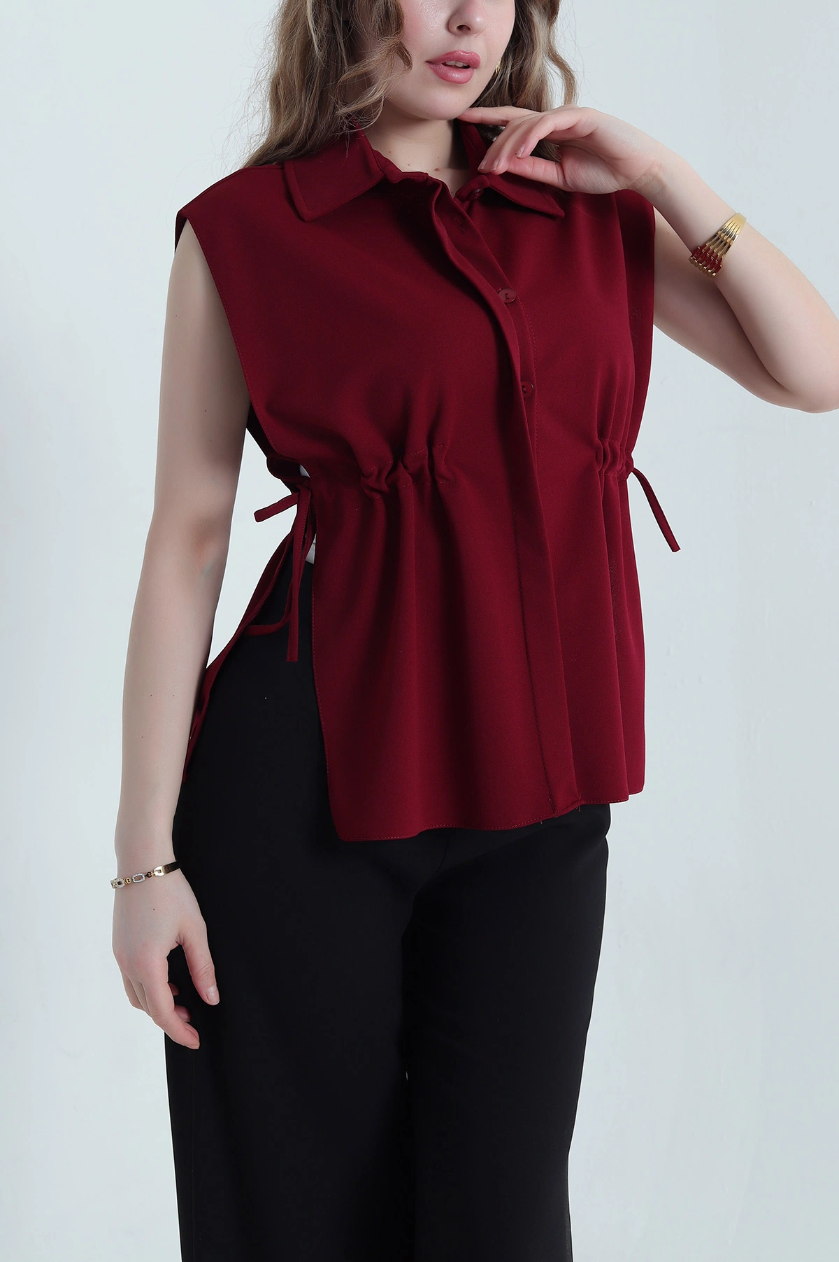 Bordo Yeni Sezon Crep Kadın Üst 441225