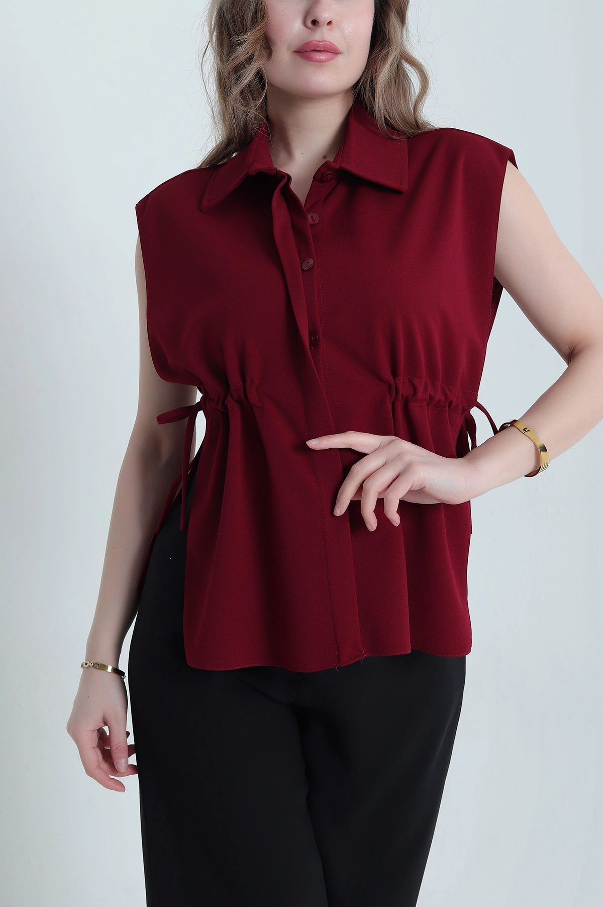 Bordo Yeni Sezon Crep Kadın Üst 441225